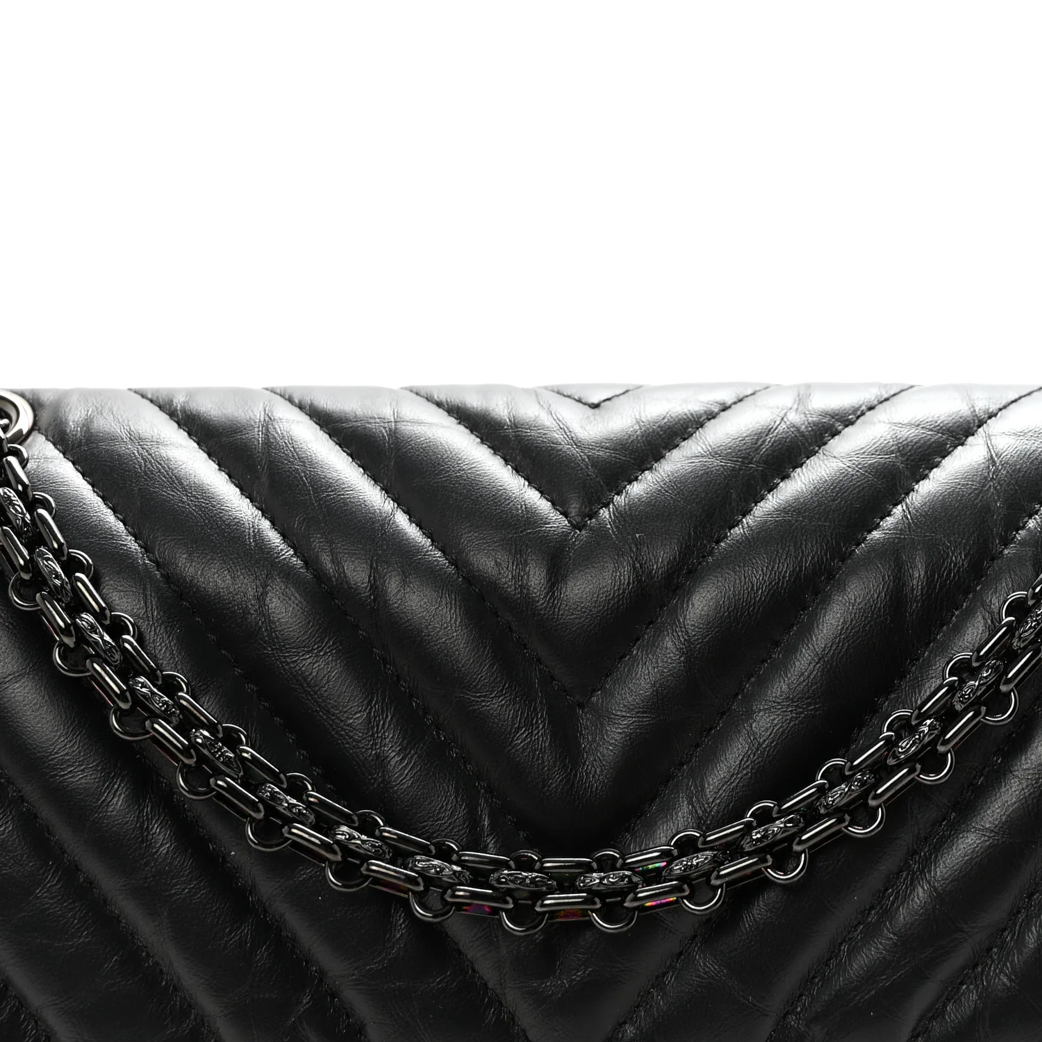 Aged Calfskin Chevron Quilted 2.55 Reissue 225 Flap So Black - Image 8