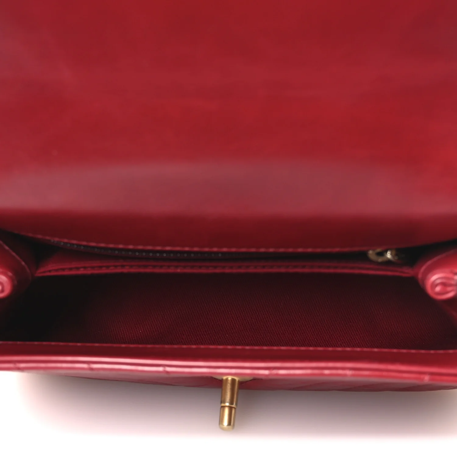 Aged Calfskin Chevron Quilted Mini Coco Handle Flap Red - Image 5