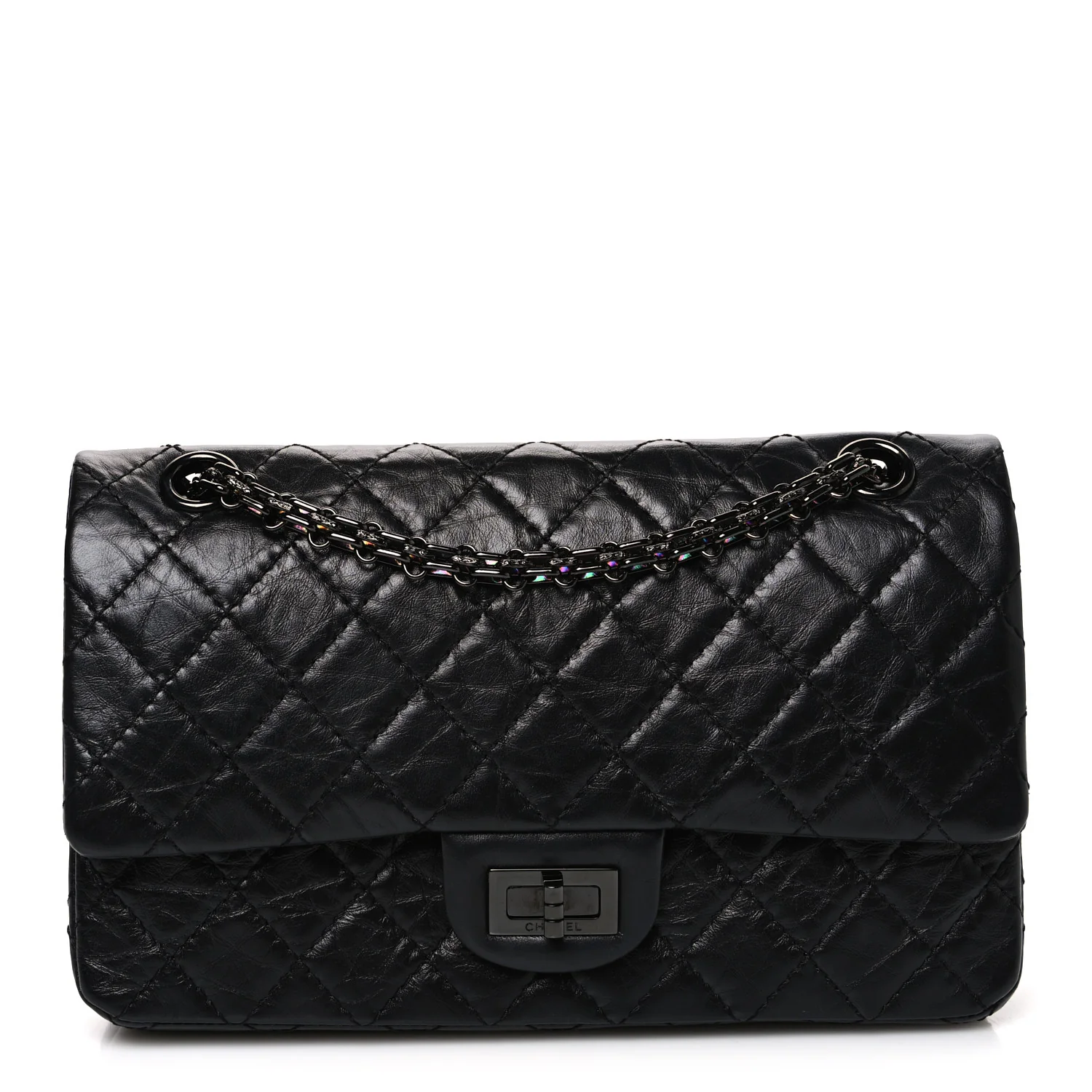 Aged Calfskin Quilted 2.55 Reissue 225 Flap So Black