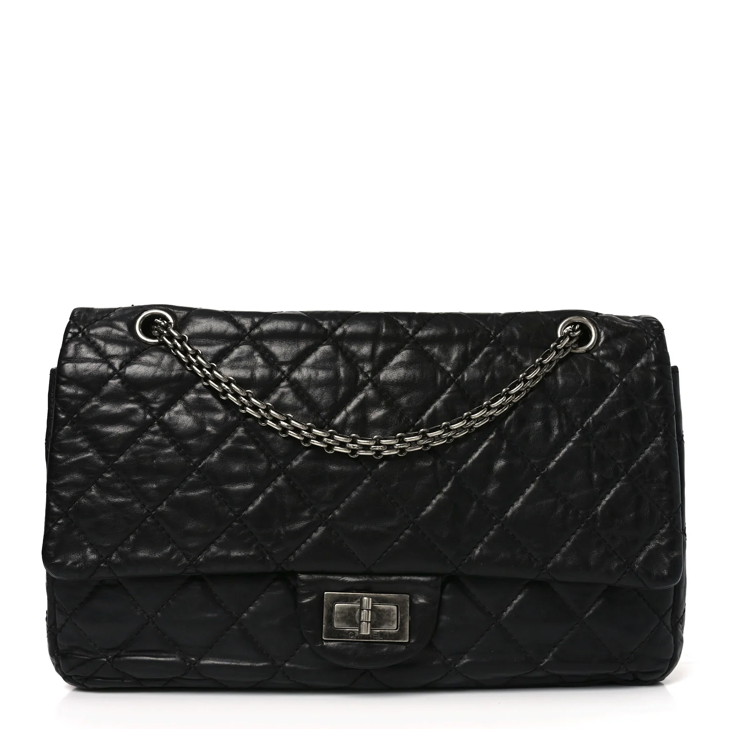 Aged Calfskin Quilted 2.55 Reissue 226 Flap Black
