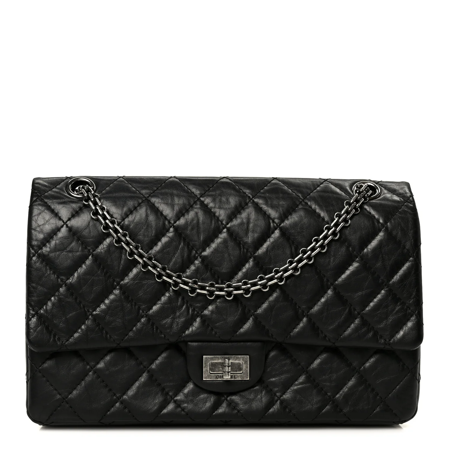 Aged Calfskin Quilted 2.55 Reissue 226 Flap Black