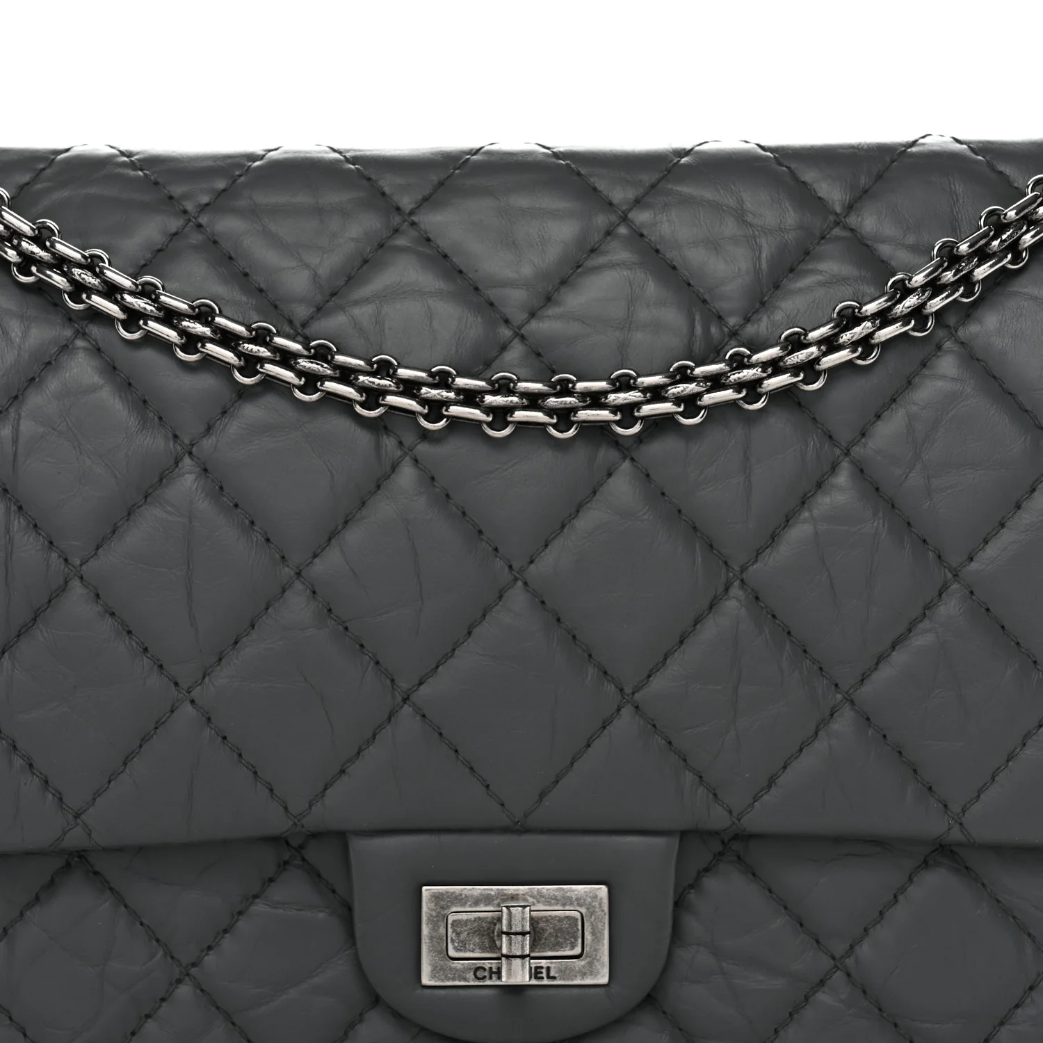 Aged Calfskin Quilted 2.55 Reissue 226 Flap Grey - Image 8