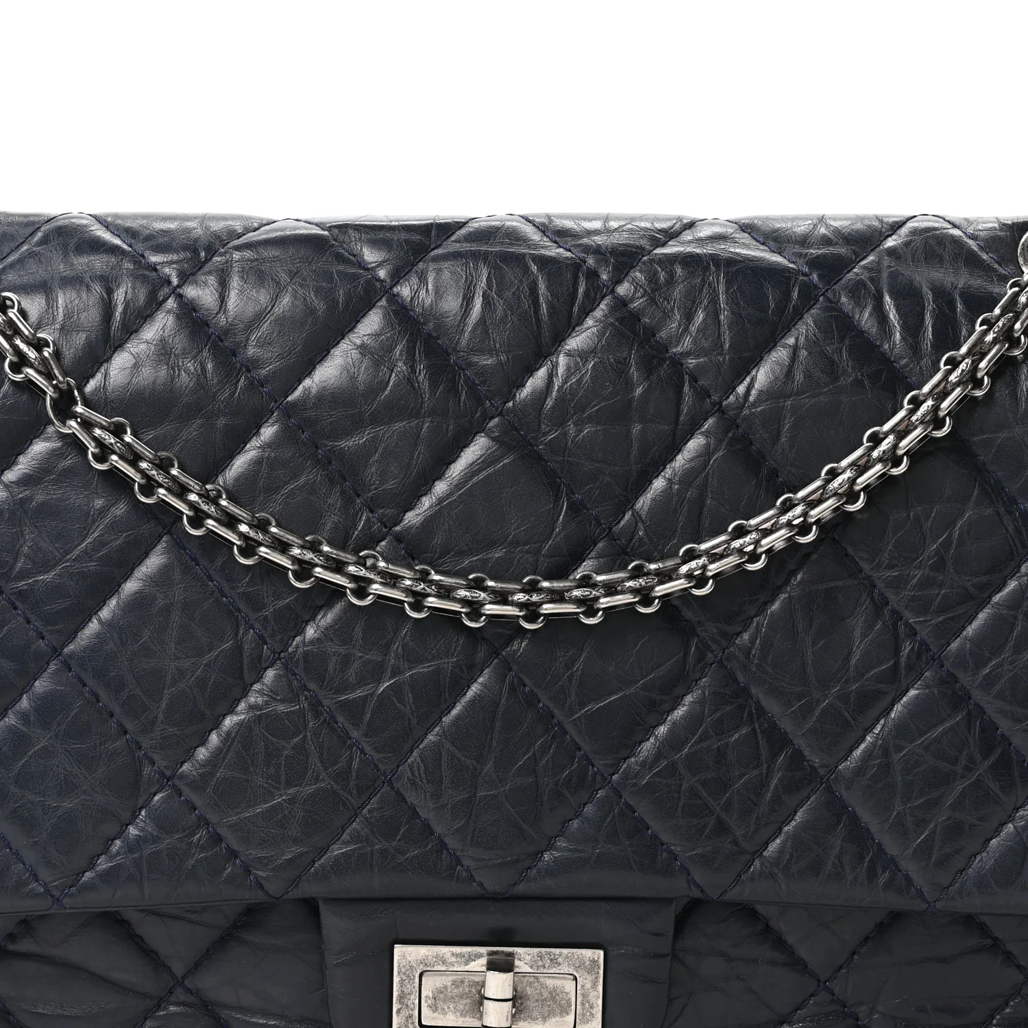 Aged Calfskin Quilted 2.55 Reissue 227 Flap Navy Blue - Image 8