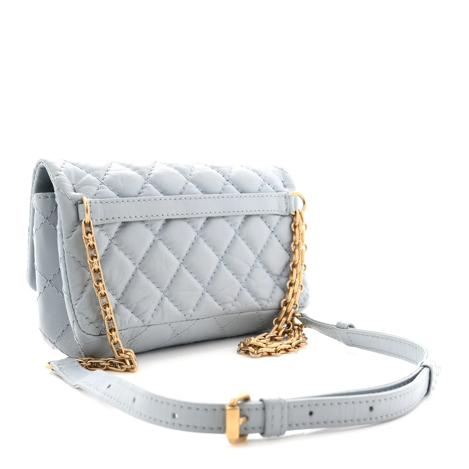 Aged Calfskin Quilted 2.55 Reissue Chain Waist Bag Light Blue - Image 3