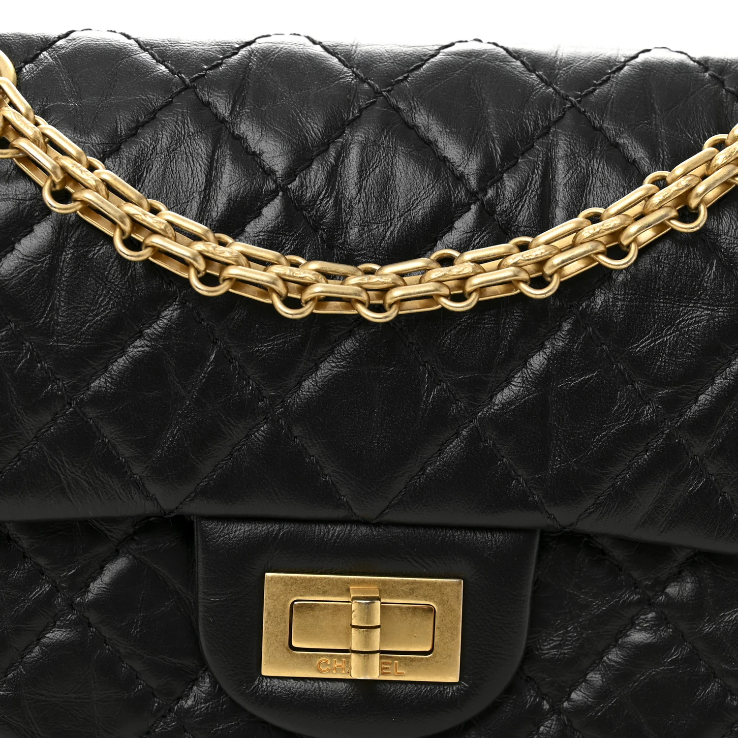 Aged Calfskin Quilted 2.55 Reissue Mini Flap Black - Image 8
