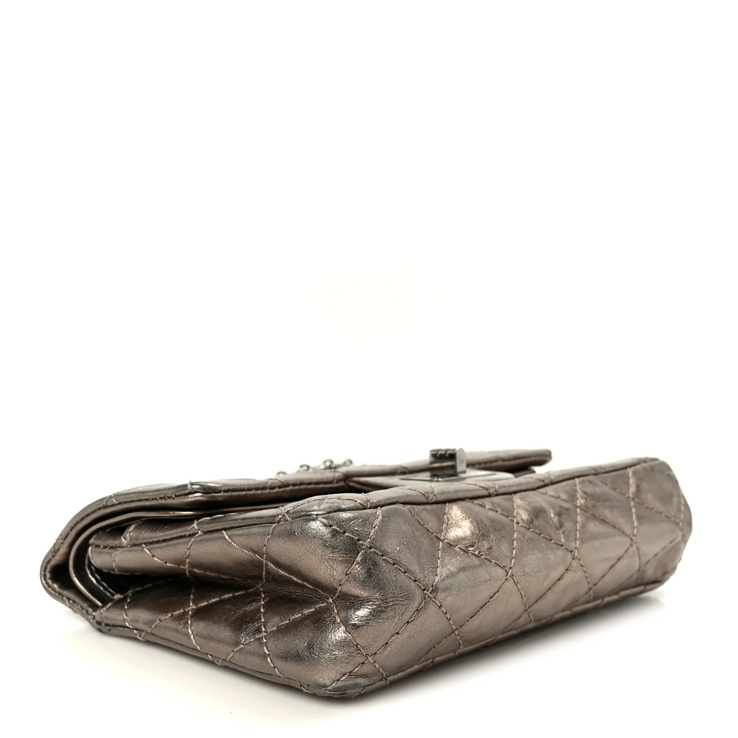 Aged Calfskin Quilted 2.55 Reissue Mini Flap Dark Silver - Image 4