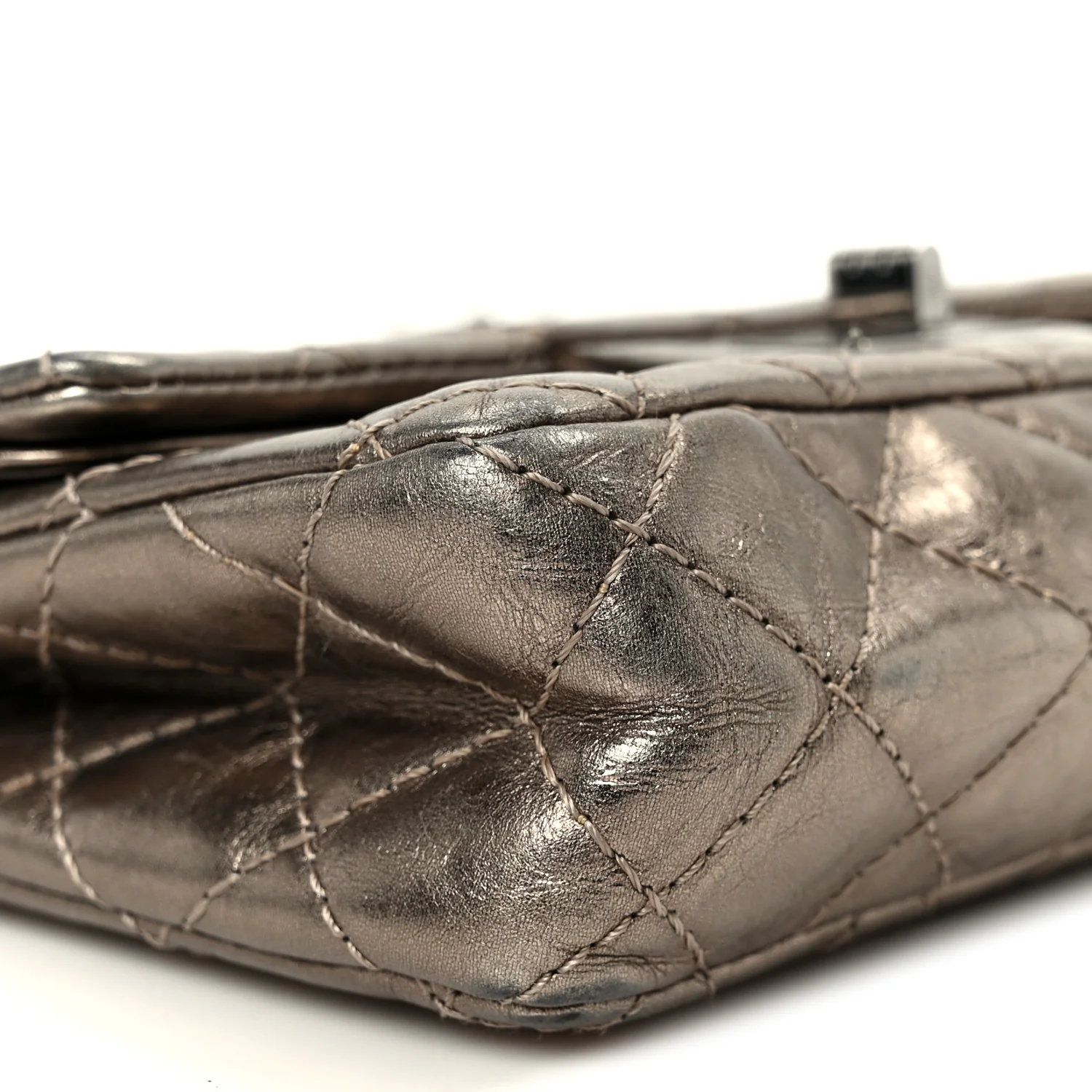 Aged Calfskin Quilted 2.55 Reissue Mini Flap Dark Silver - Image 9