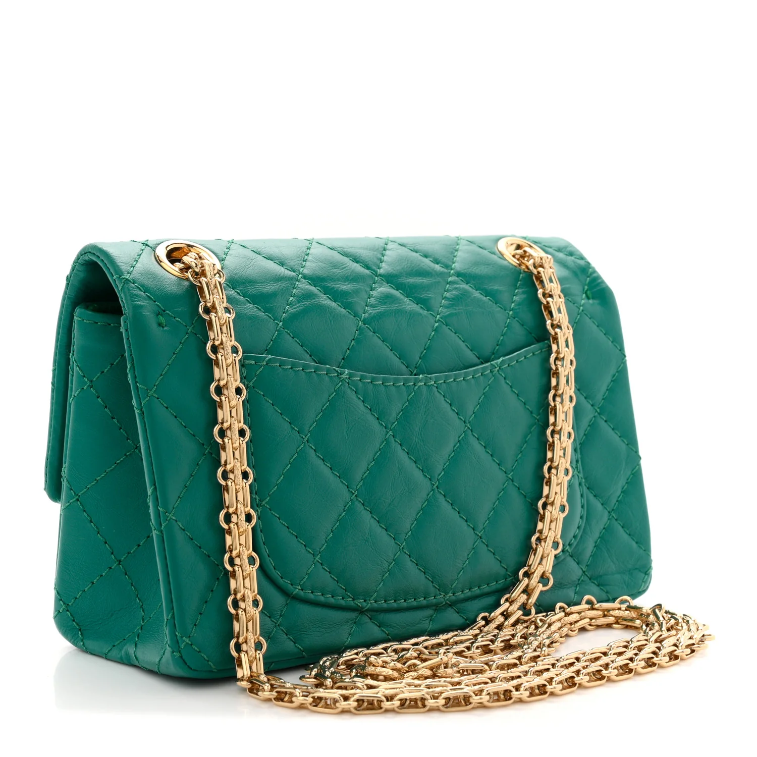 Aged Calfskin Quilted 2.55 Reissue Mini Flap Green - Image 3