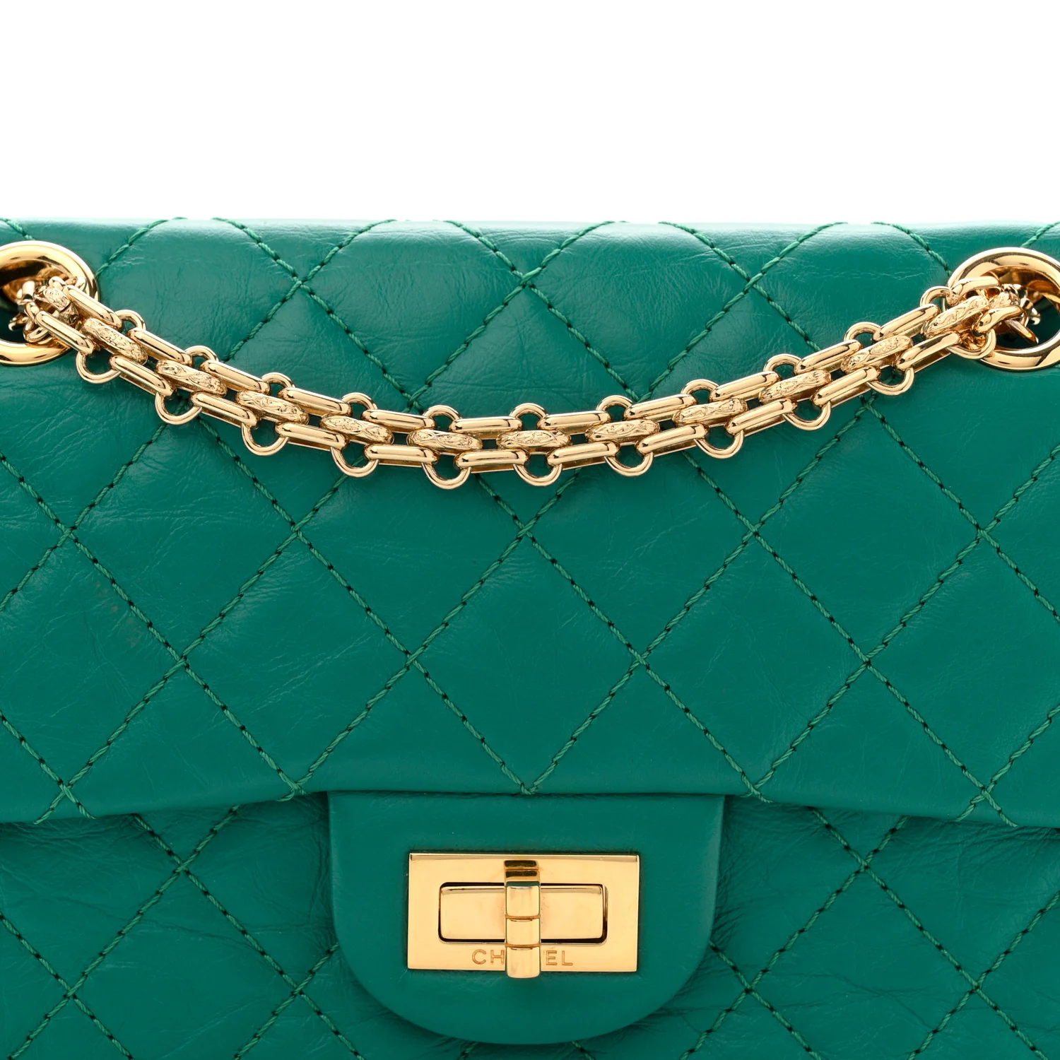Aged Calfskin Quilted 2.55 Reissue Mini Flap Green - Image 8