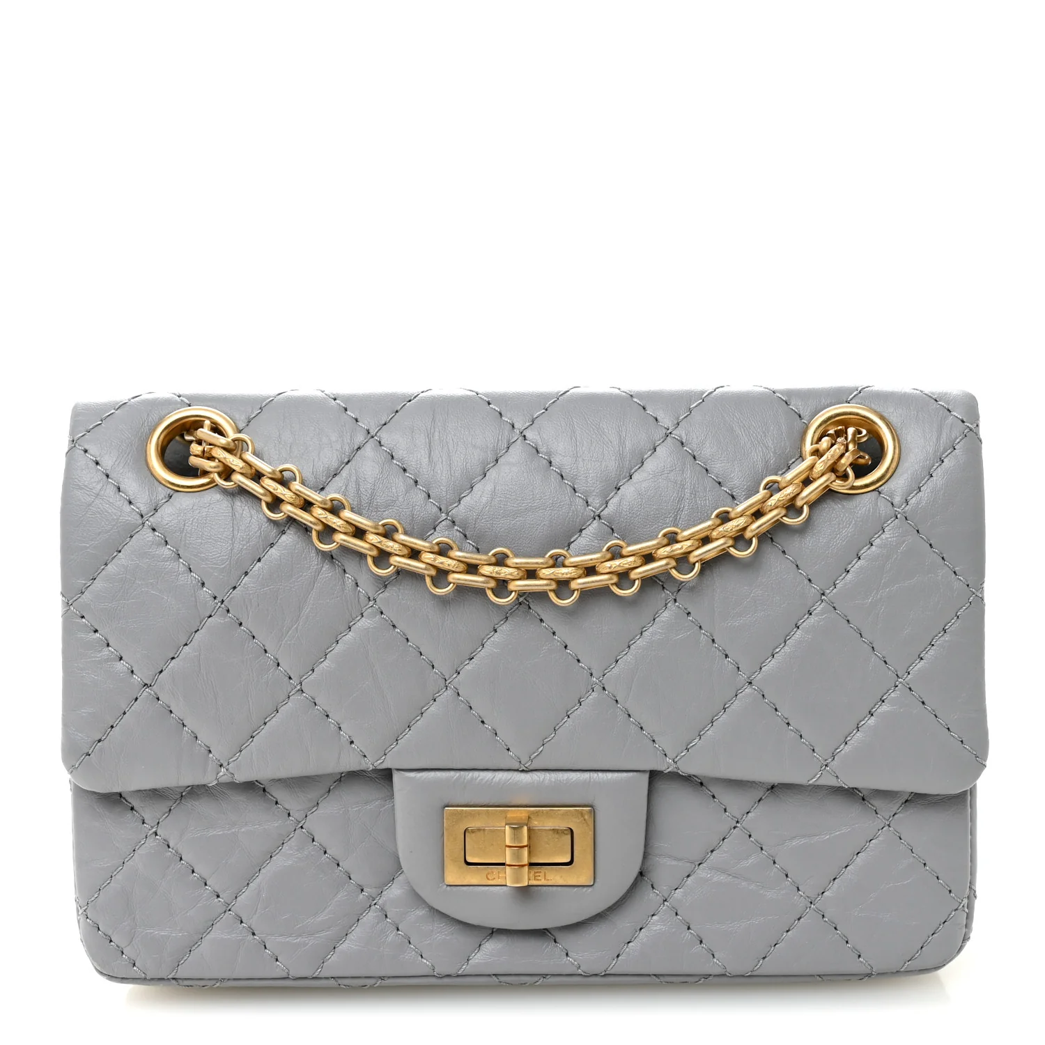 Aged Calfskin Quilted 2.55 Reissue Mini Flap Grey