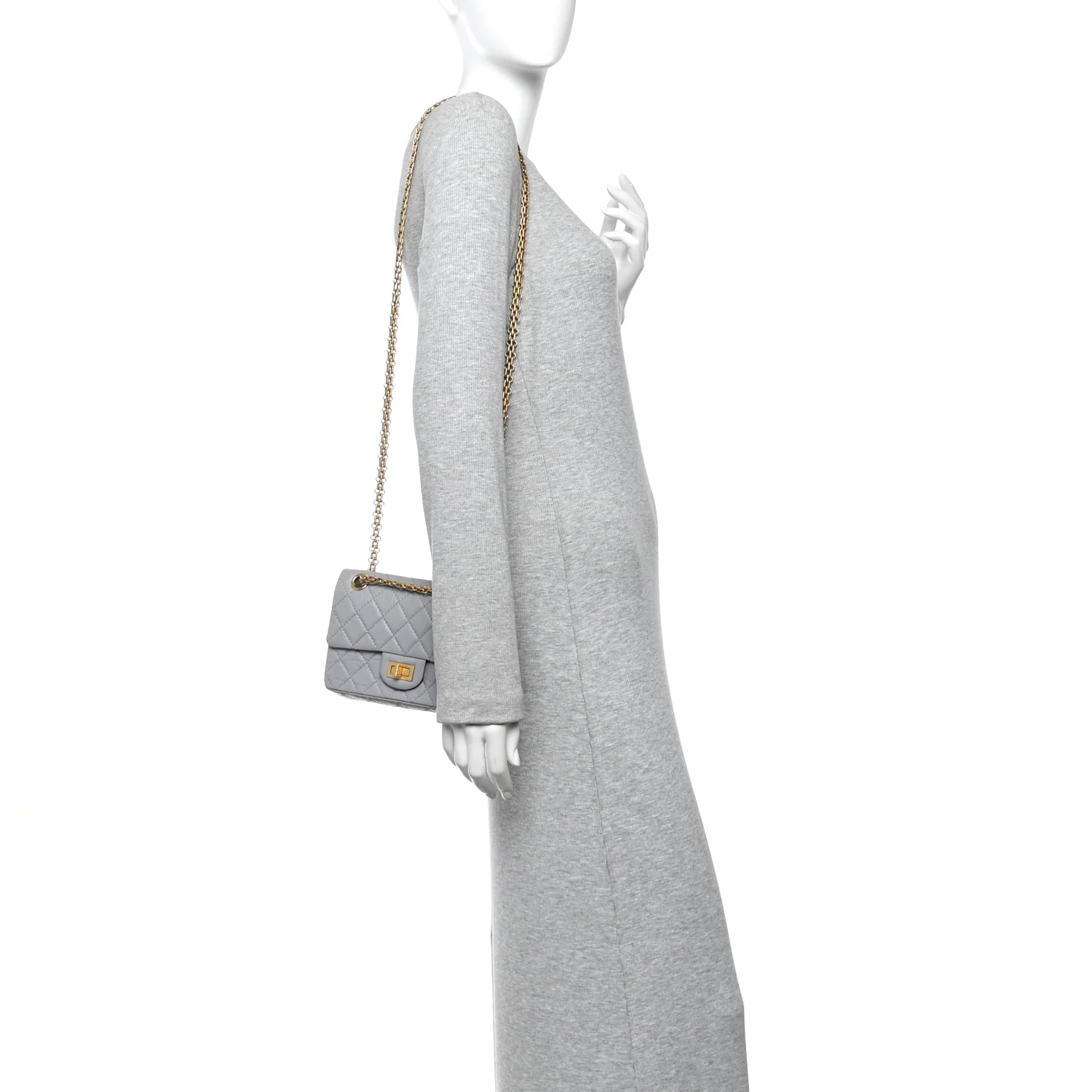 Aged Calfskin Quilted 2.55 Reissue Mini Flap Grey - Image 2
