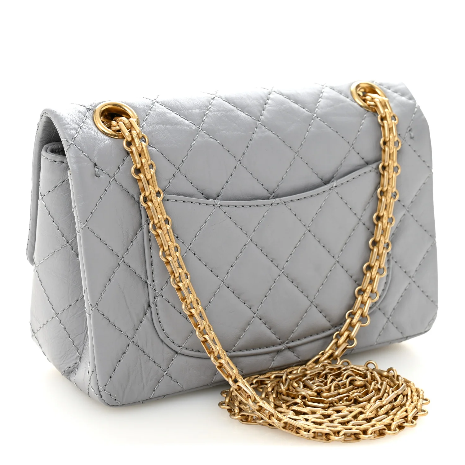 Aged Calfskin Quilted 2.55 Reissue Mini Flap Grey - Image 3