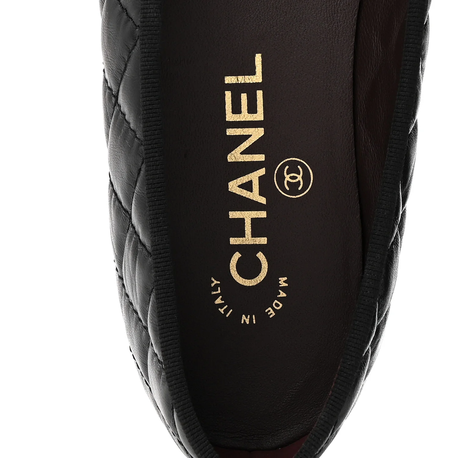 Aged Calfskin Quilted CC Cap Toe Ballerina Flats 37 Black - Image 8