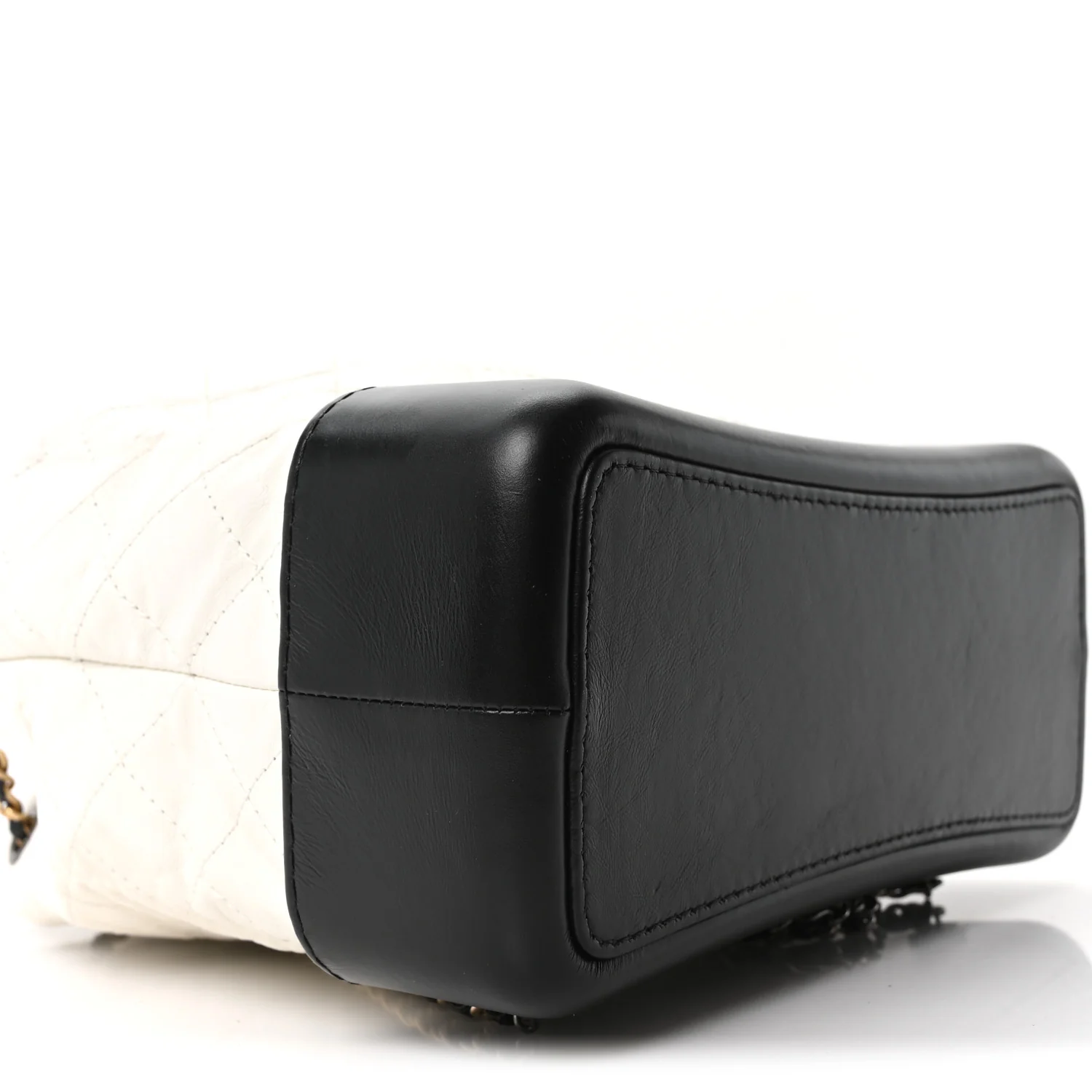 Aged Calfskin Quilted Gabrielle Backpack Black White - Image 9