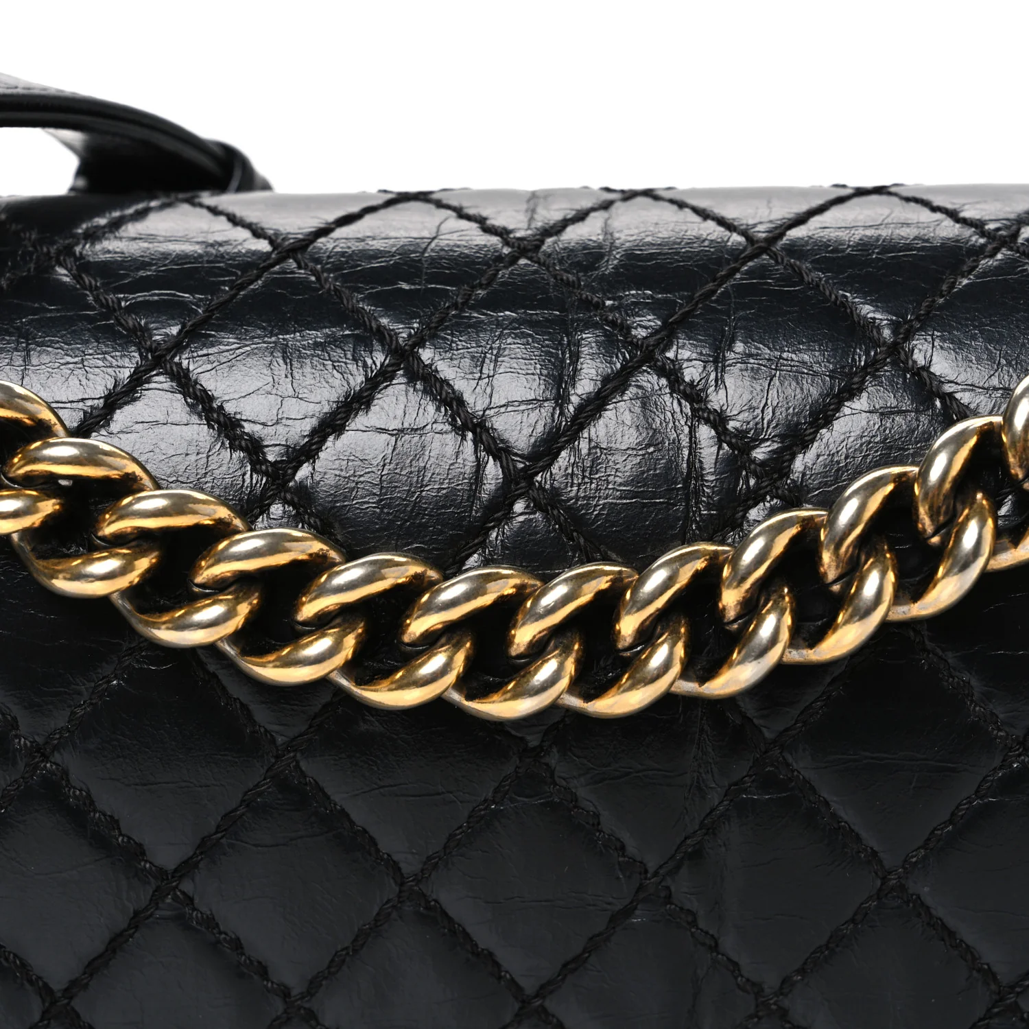 Aged Calfskin Quilted Medium Boy Flap Black - Image 8