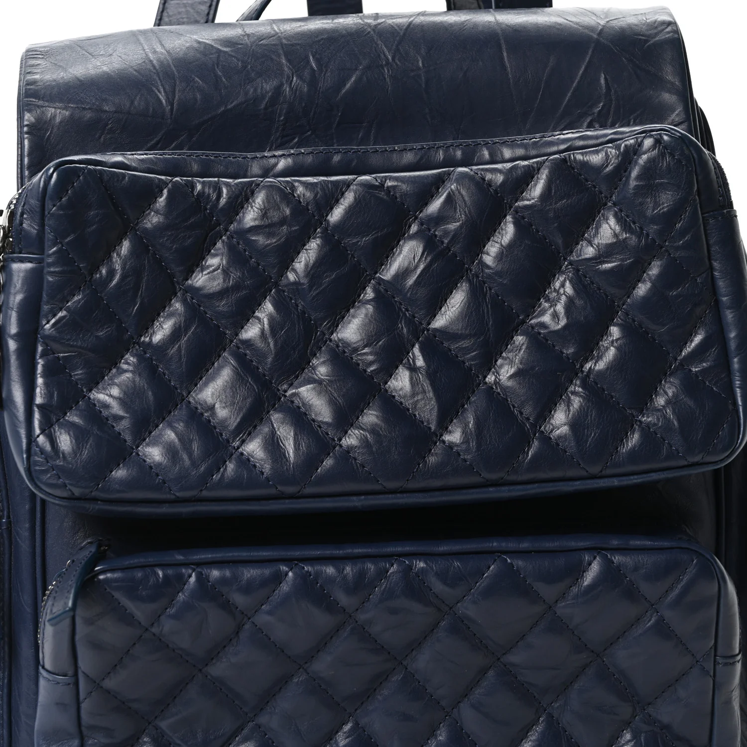 Aged Calfskin Quilted Medium Casual Rock Airlines Backpack Blue - Image 8