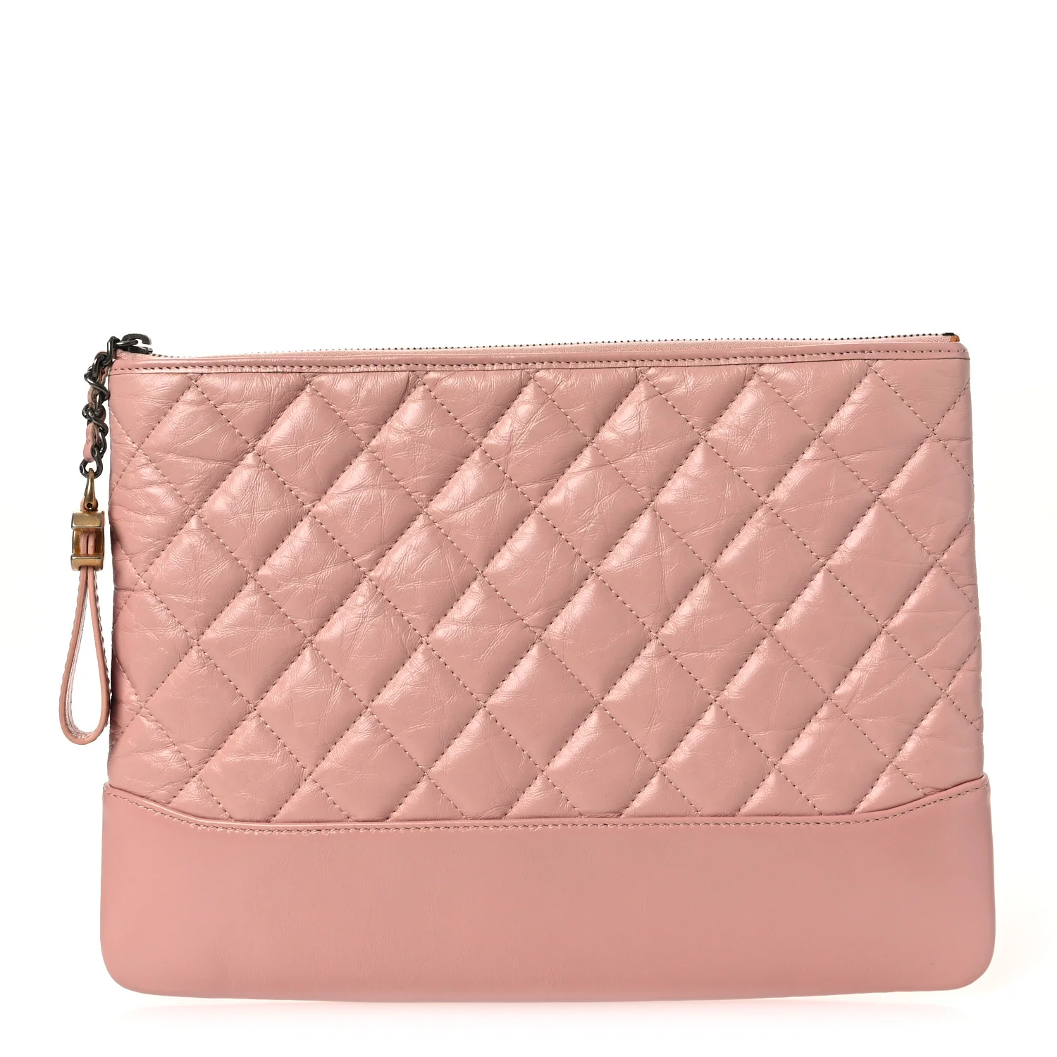 Aged Calfskin Quilted Medium Gabrielle Cosmetic Case Pink