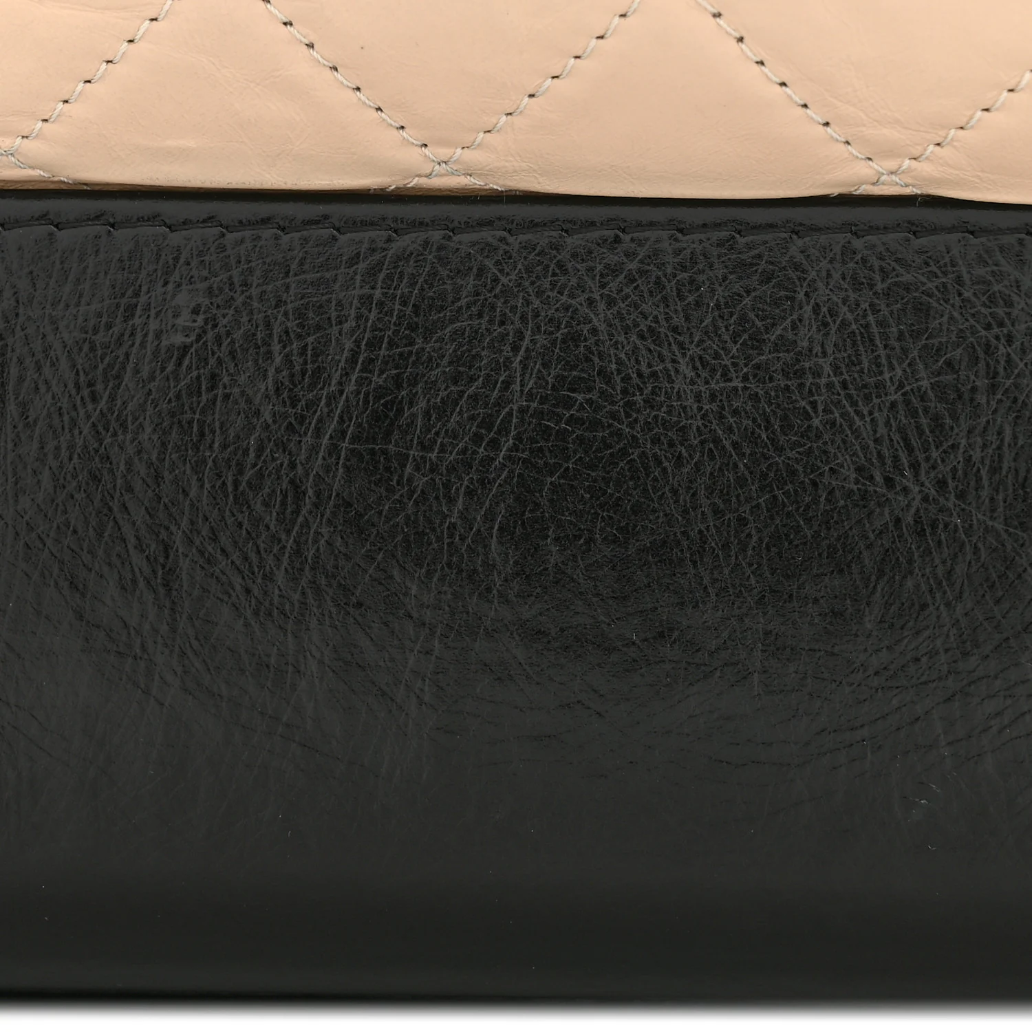 Aged Calfskin Quilted Medium Gabrielle Hobo Beige Black - Image 11
