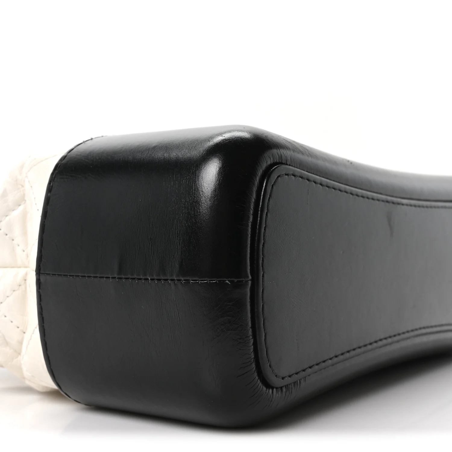 Aged Calfskin Quilted Medium Gabrielle Hobo Black White - Image 9