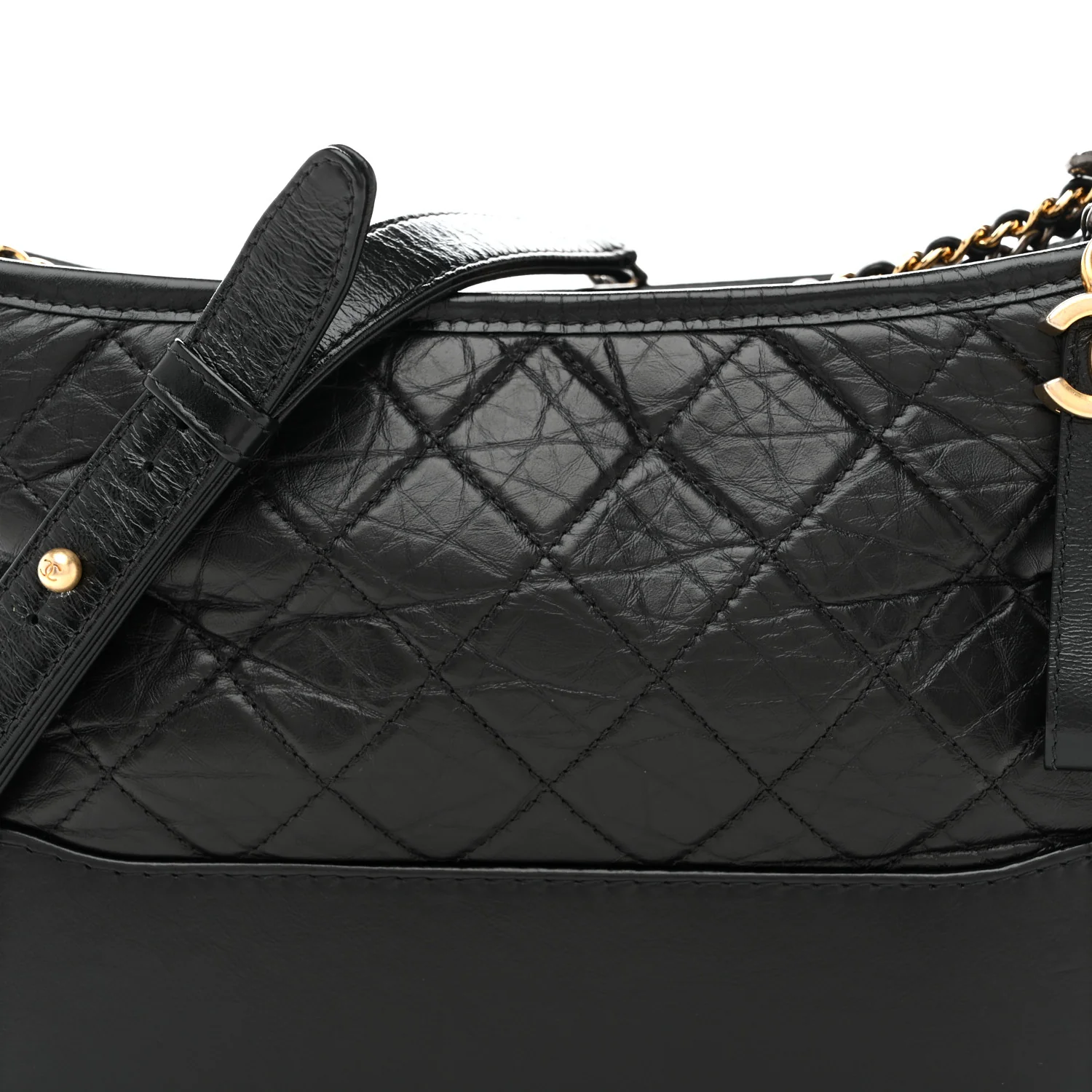 Aged Calfskin Quilted New Medium Gabrielle Hobo Black - Image 8