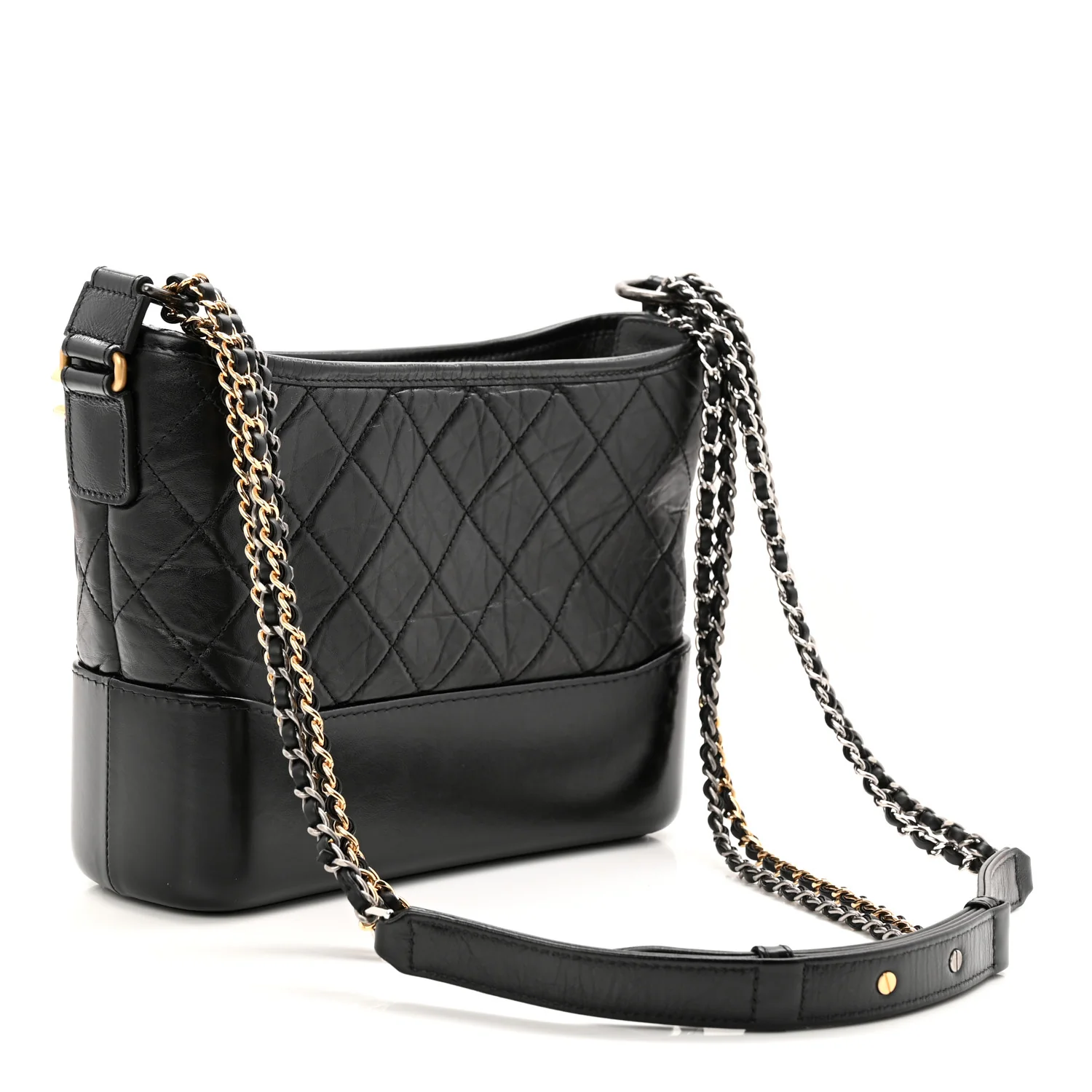 Aged Calfskin Quilted New Medium Gabrielle Hobo Black - Image 3