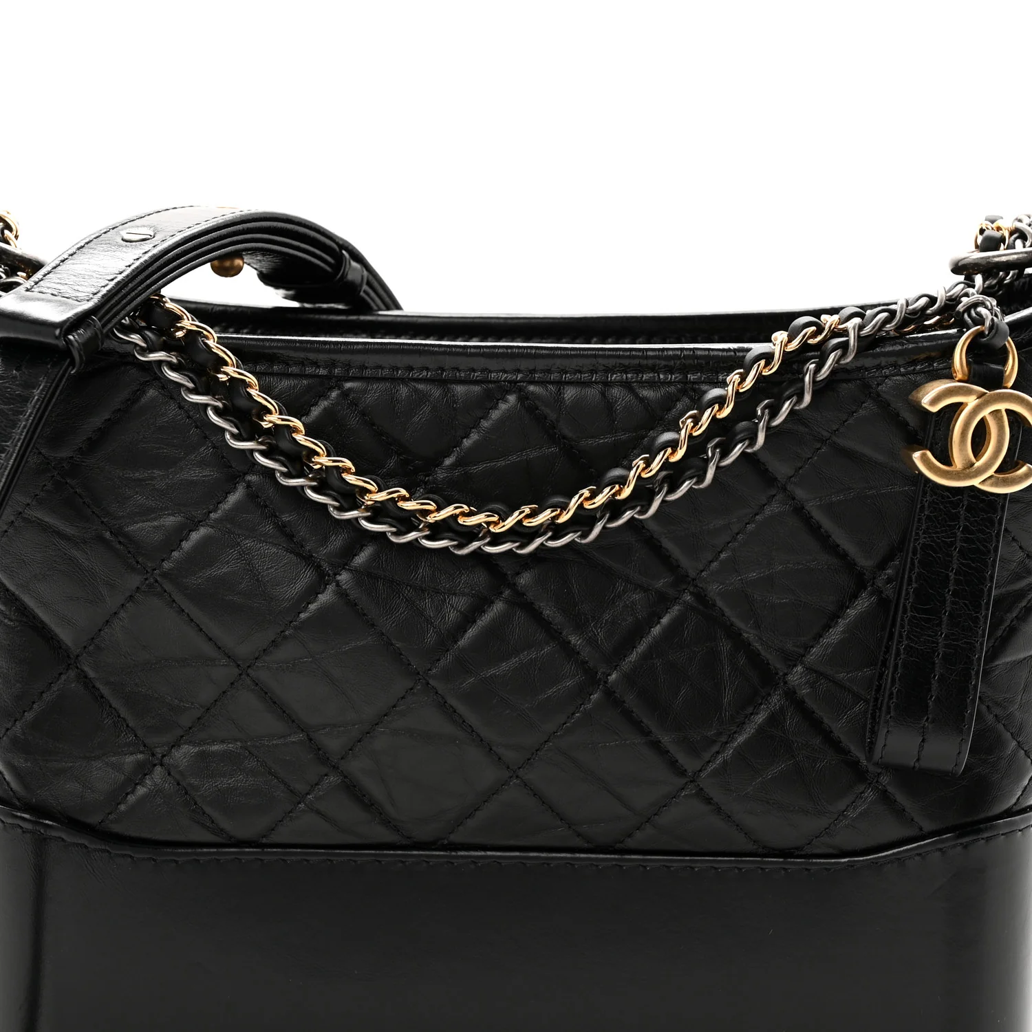 Aged Calfskin Quilted New Medium Gabrielle Hobo Black - Image 8