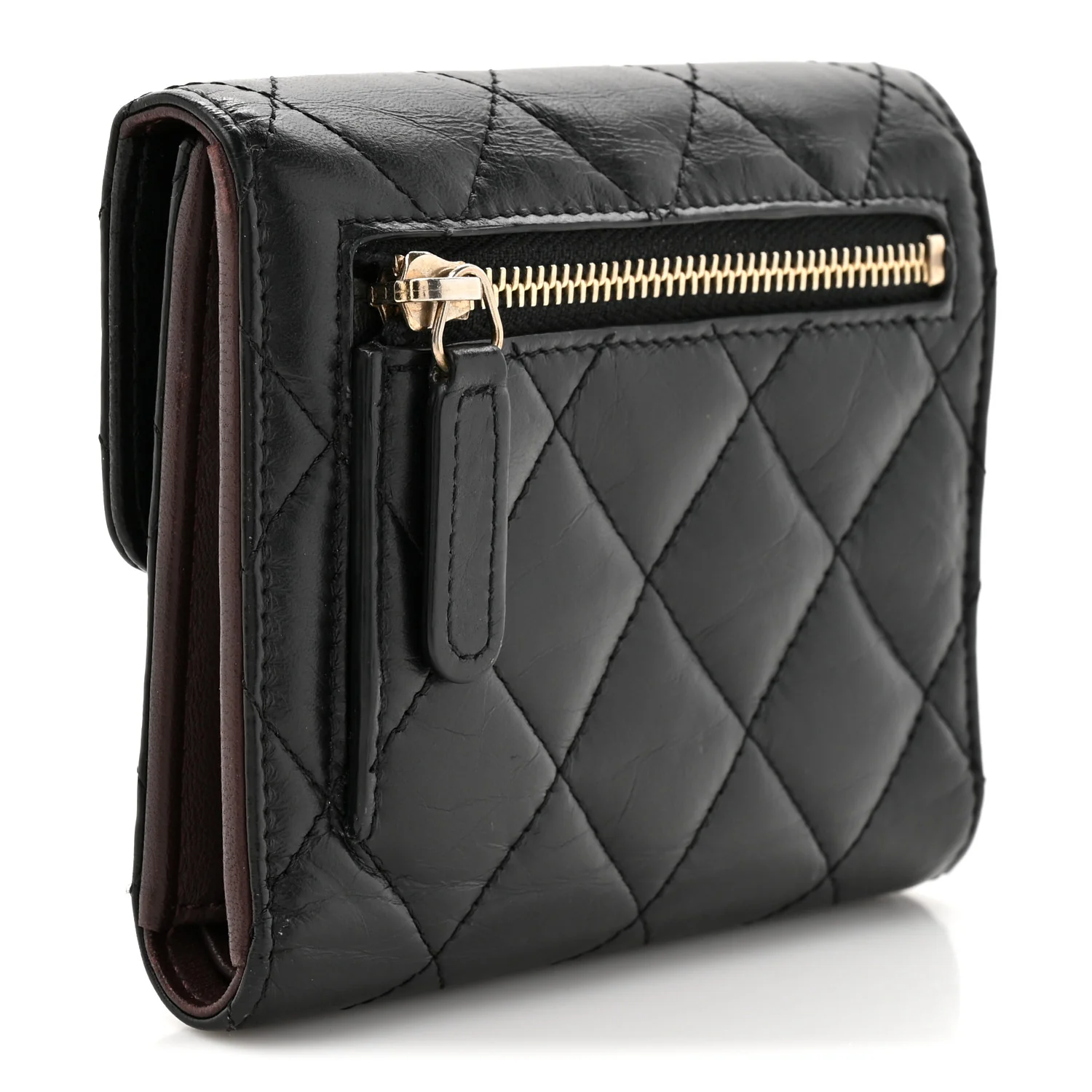 Aged Calfskin Quilted Reissue Compact Wallet Black - Image 3