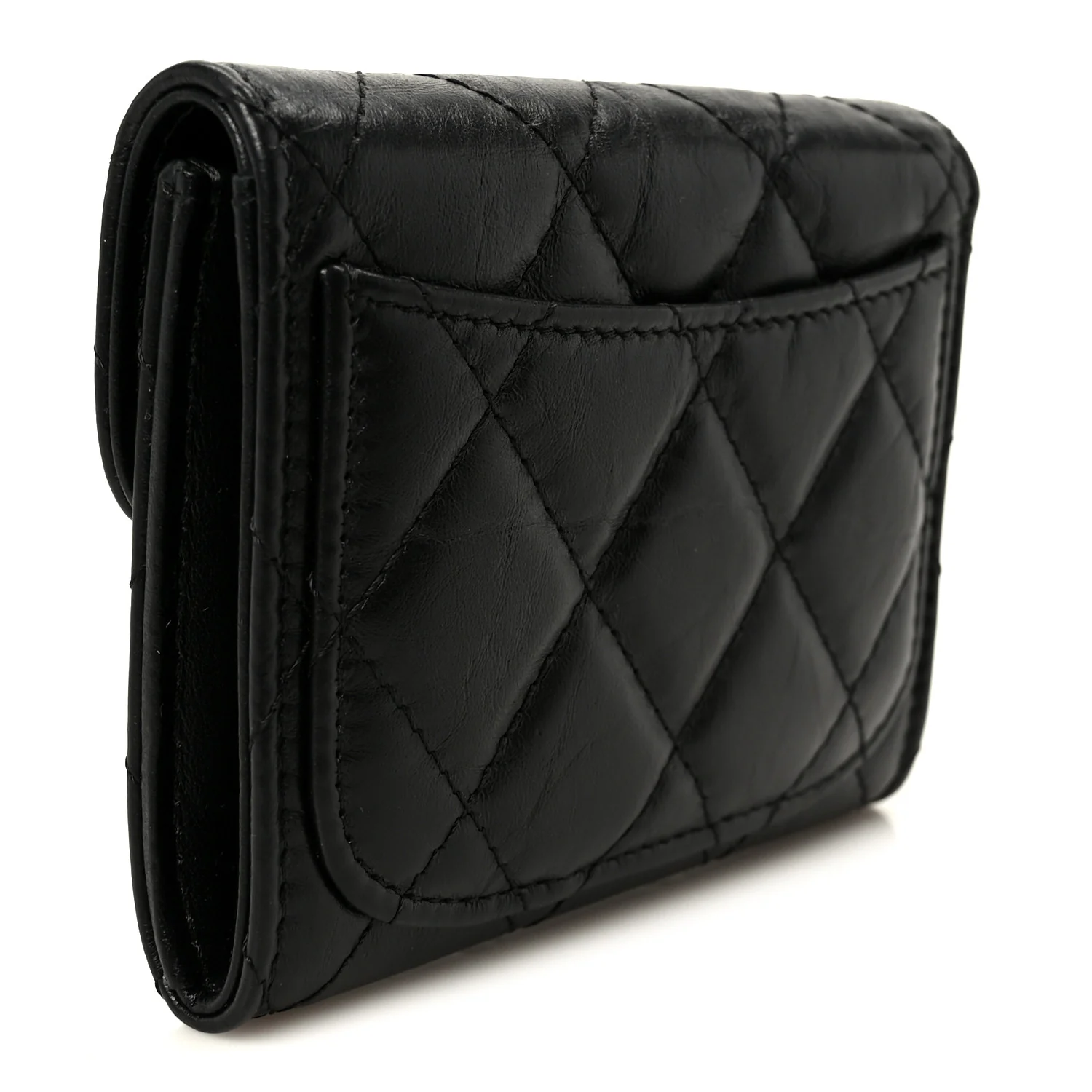 Aged Calfskin Quilted Reissue Flap Card Holder Wallet So Black - Image 3