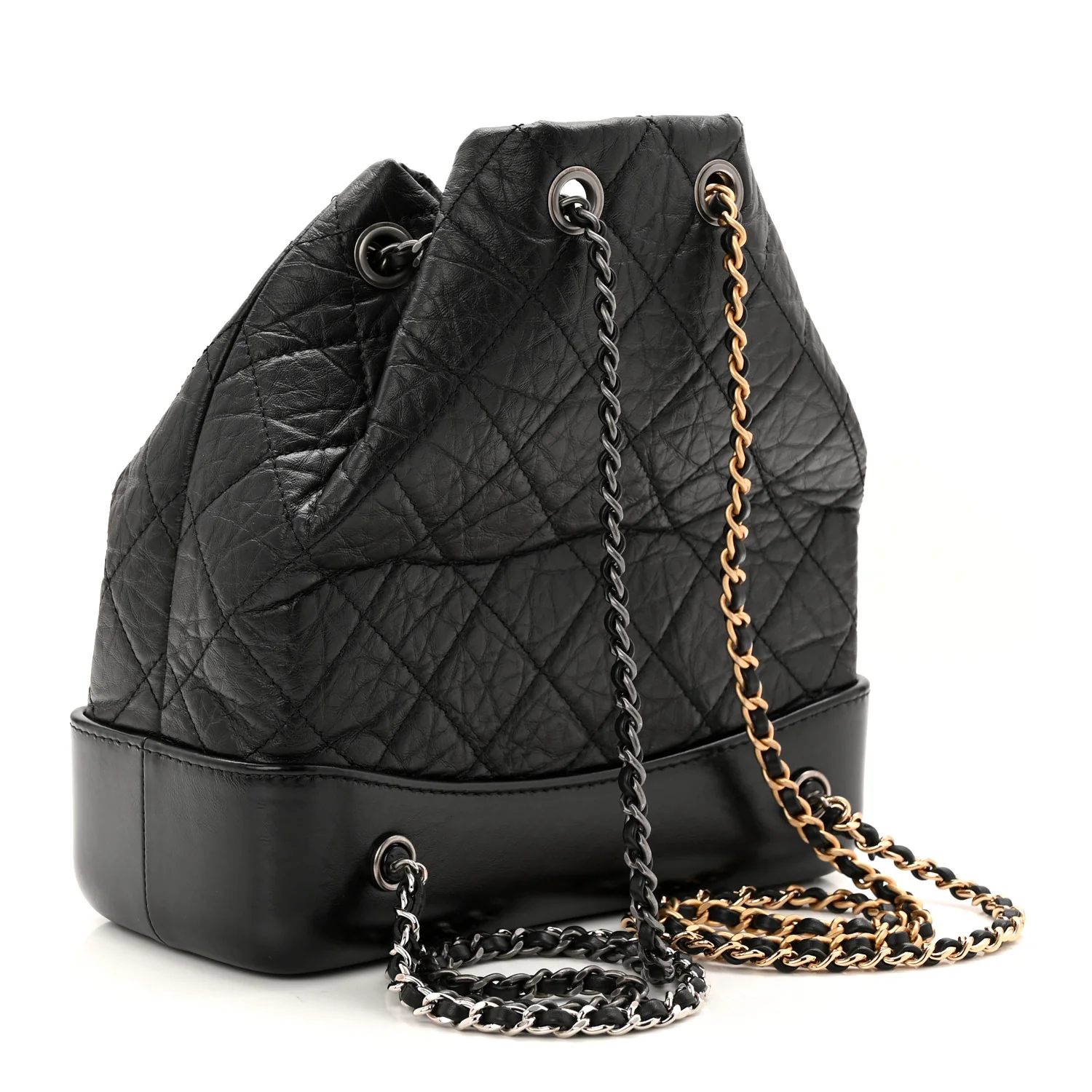 Aged Calfskin Quilted Small Gabrielle Backpack Black - Image 3