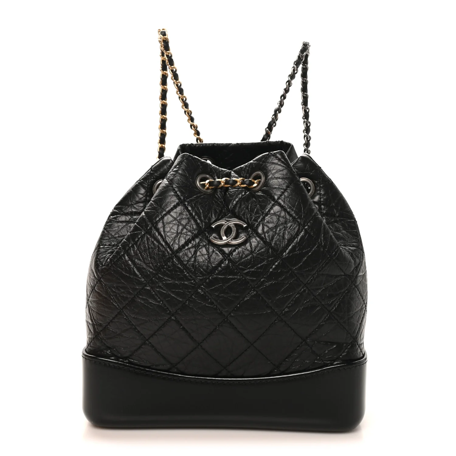 Aged Calfskin Quilted Small Gabrielle Backpack Black