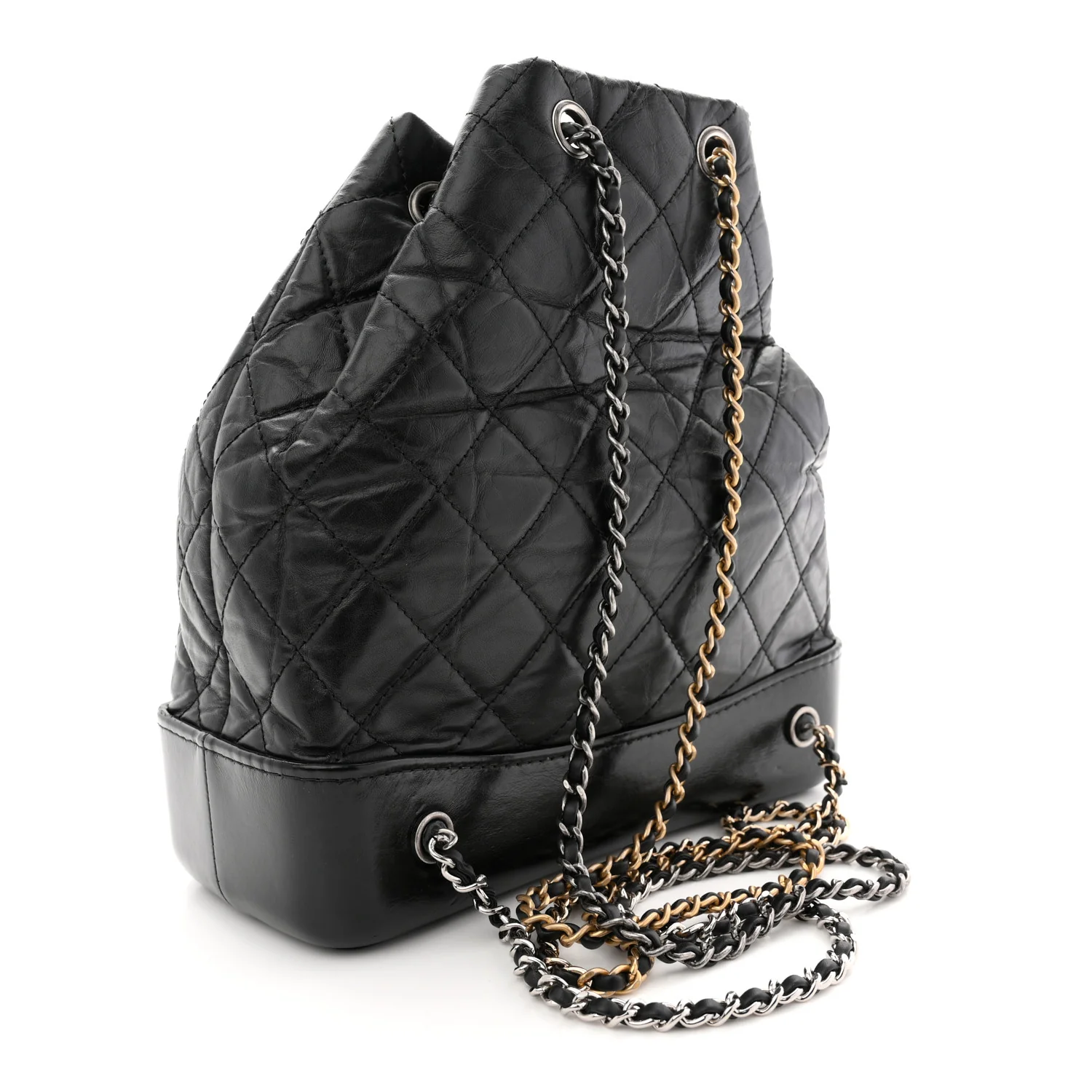 Aged Calfskin Quilted Small Gabrielle Backpack Black - Image 3