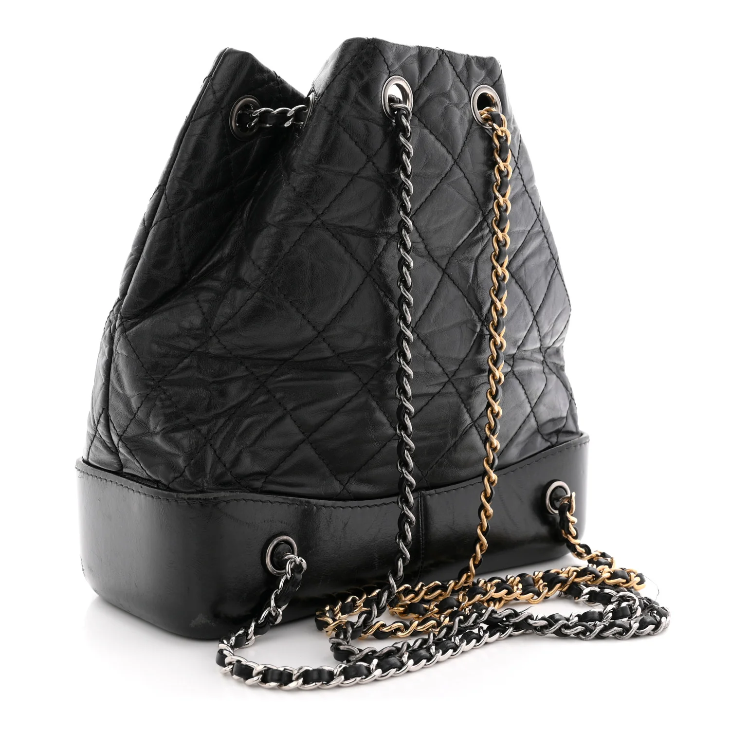 Aged Calfskin Quilted Small Gabrielle Backpack Black - Image 3
