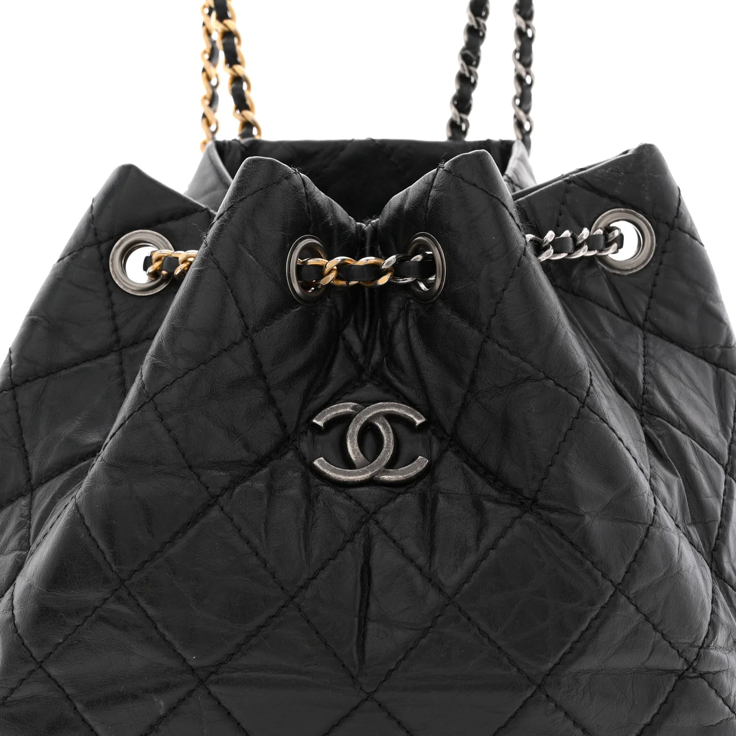 Aged Calfskin Quilted Small Gabrielle Backpack Black - Image 8