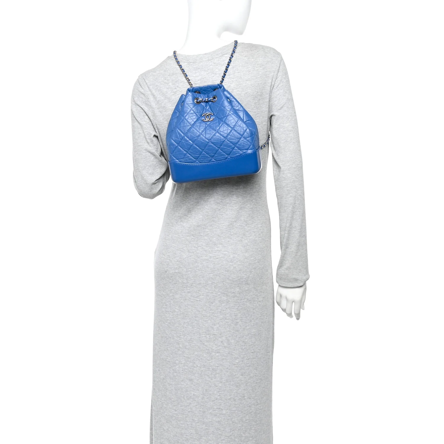 Aged Calfskin Quilted Small Gabrielle Backpack Blue - Image 2