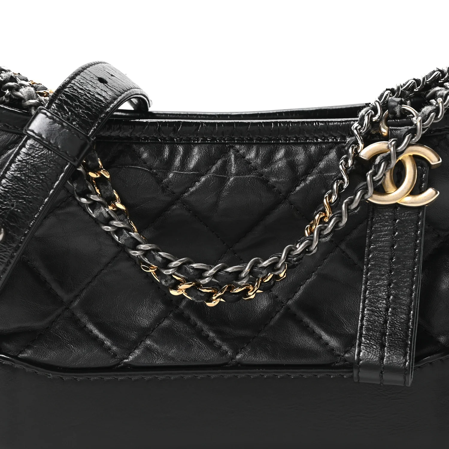Aged Calfskin Quilted Small Gabrielle Hobo Black - Image 8