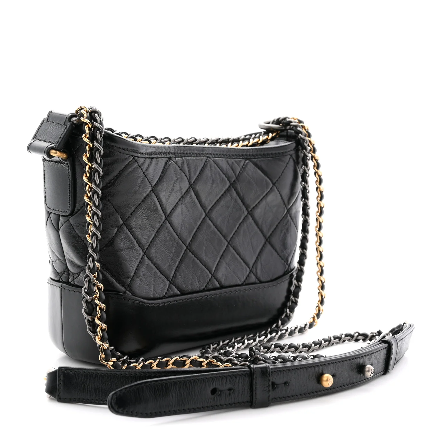 Aged Calfskin Quilted Small Gabrielle Hobo Black - Image 3