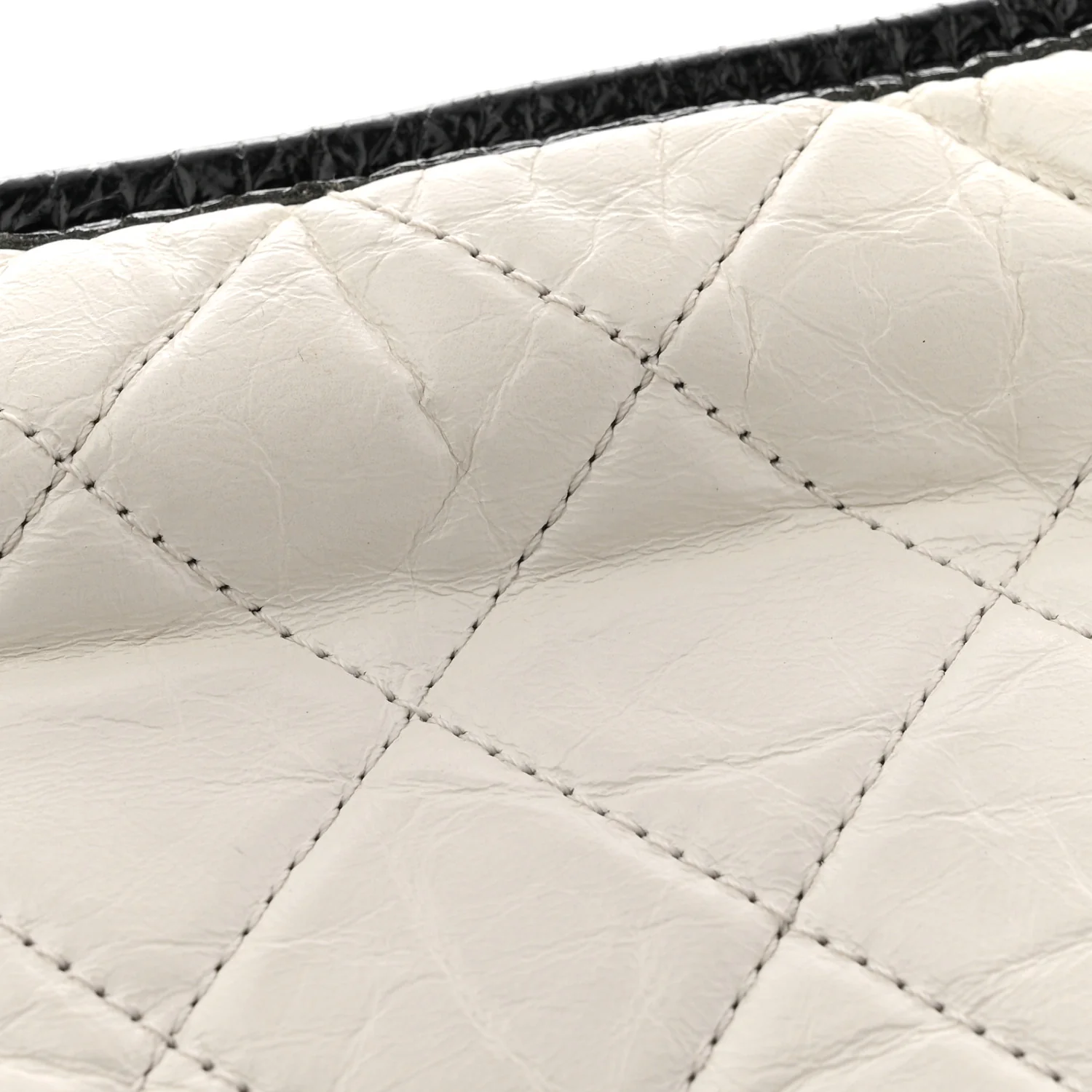 Aged Calfskin Quilted Small Gabrielle Hobo Black White - Image 11