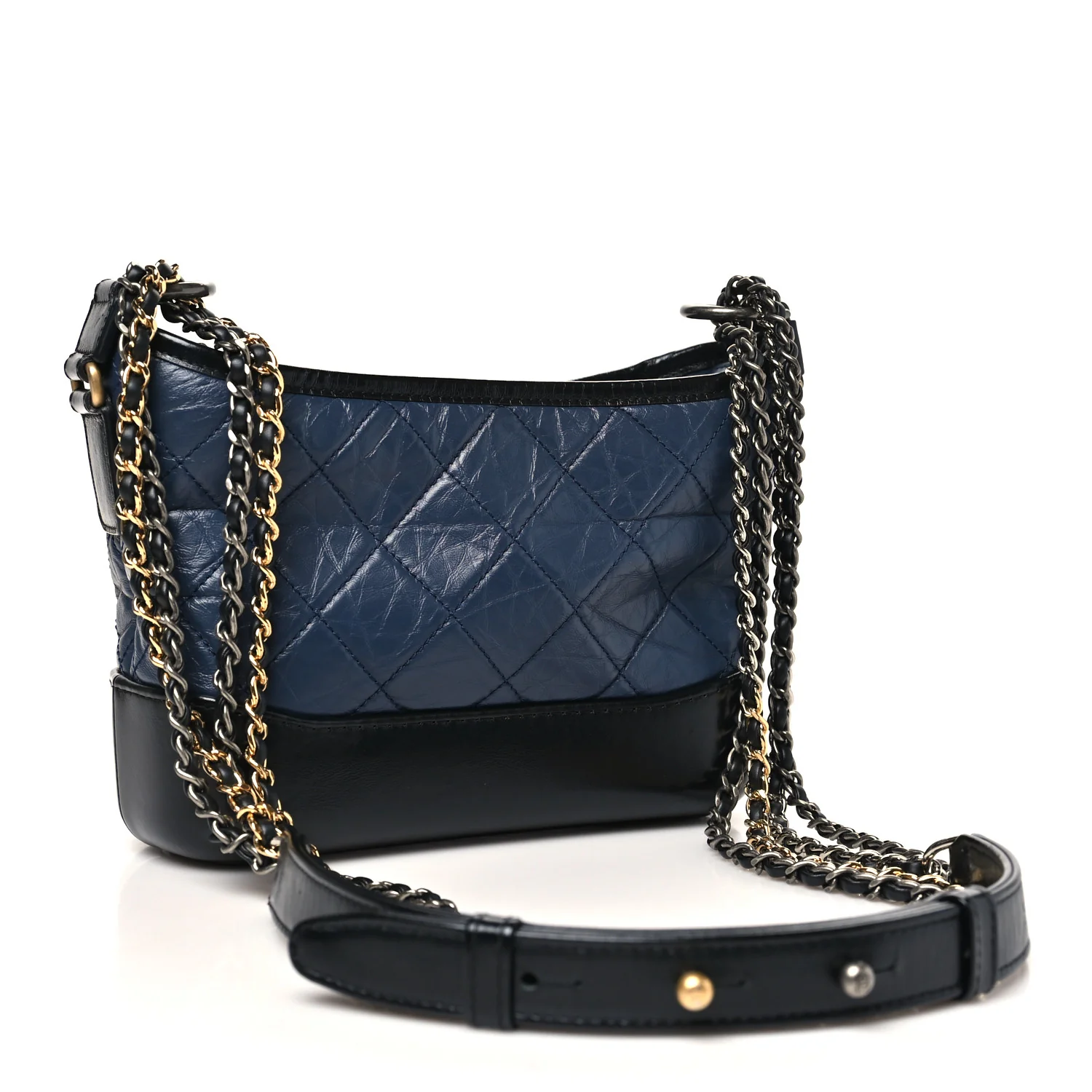 Aged Calfskin Quilted Small Gabrielle Hobo Dark Grey - Image 3