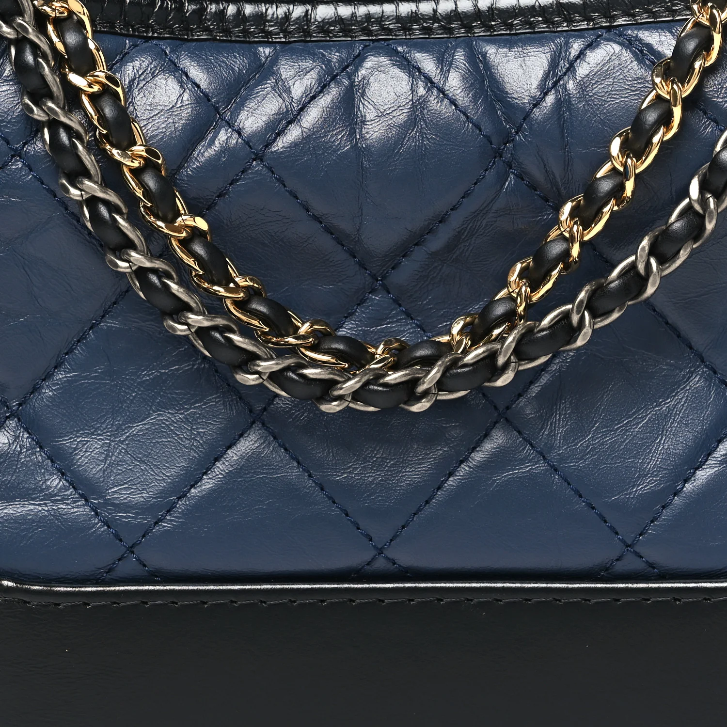 Aged Calfskin Quilted Small Gabrielle Hobo Dark Grey - Image 8