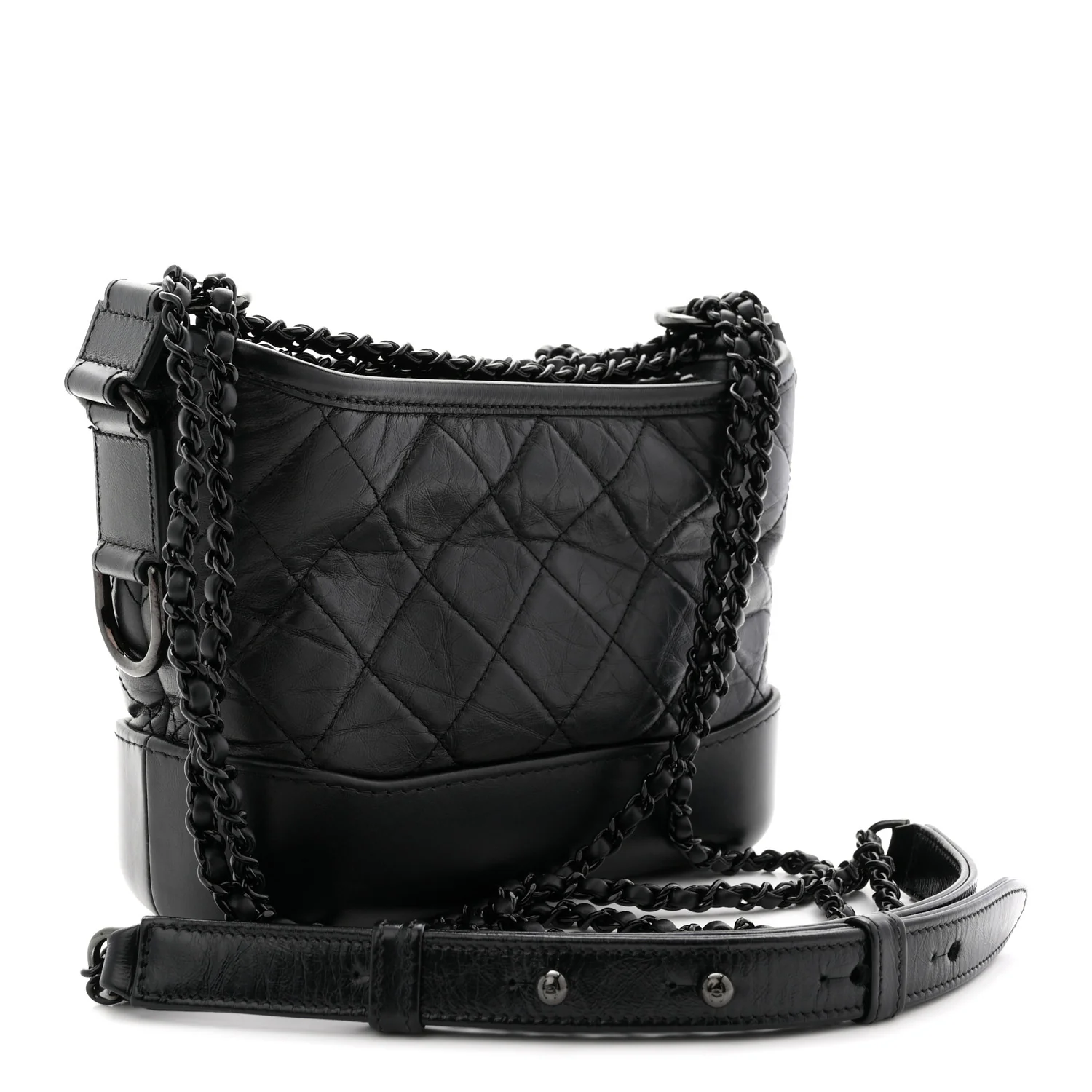 Aged Calfskin Quilted Small Gabrielle Hobo So Black - Image 3