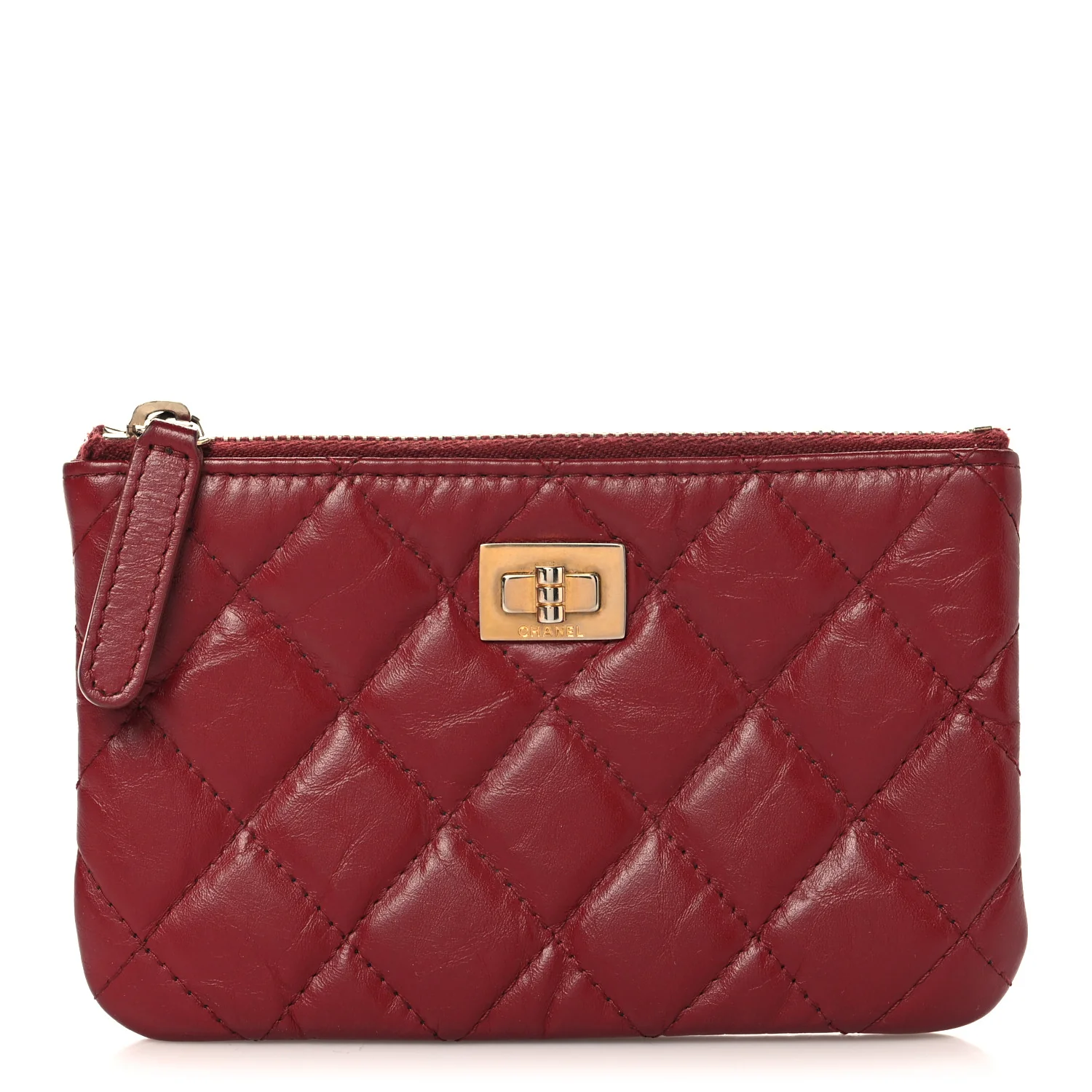Aged Calfskin Quilted Small Reissue Cosmetic Case Red