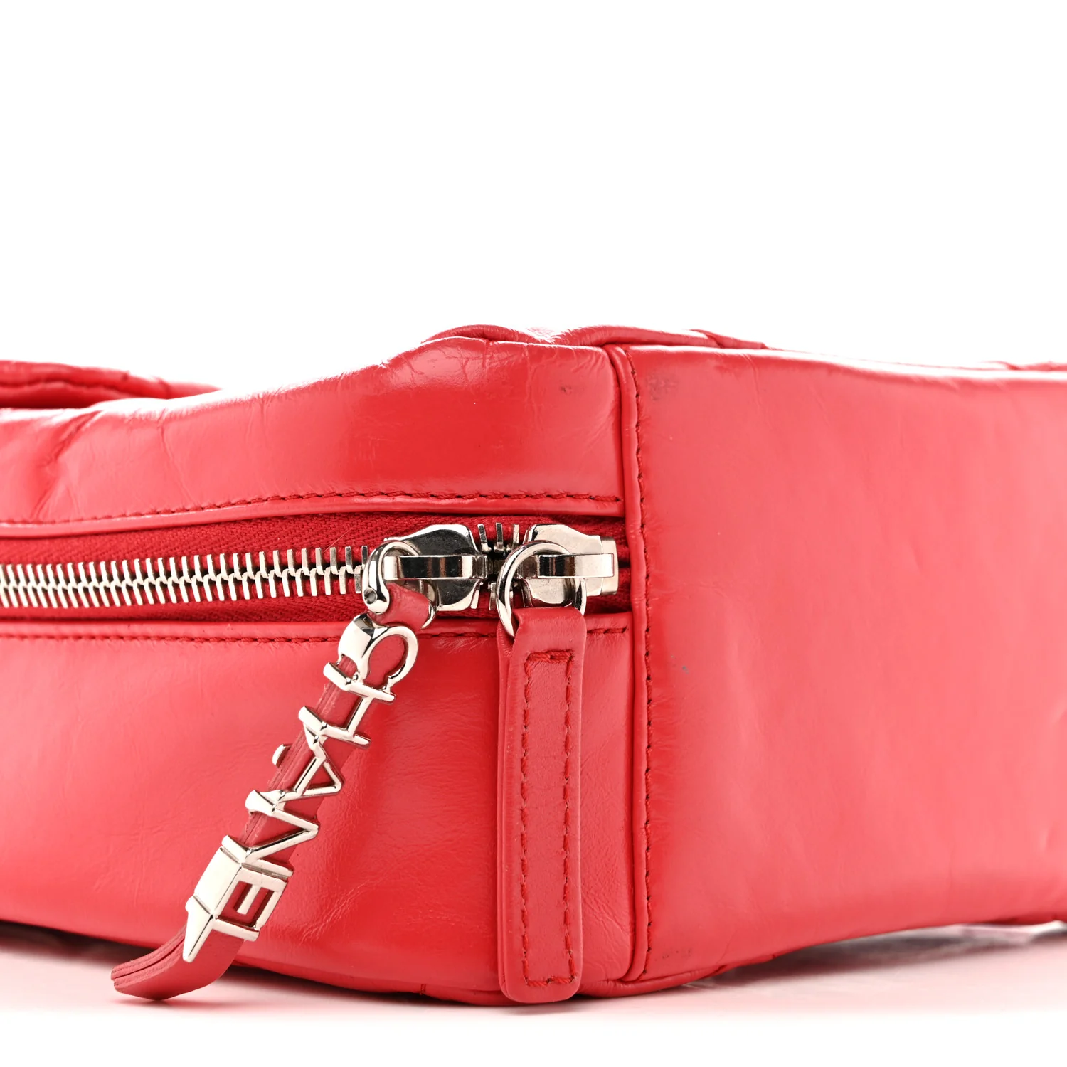 Aged Calfskin Quilted Top Handle Camera Case Red - Image 9