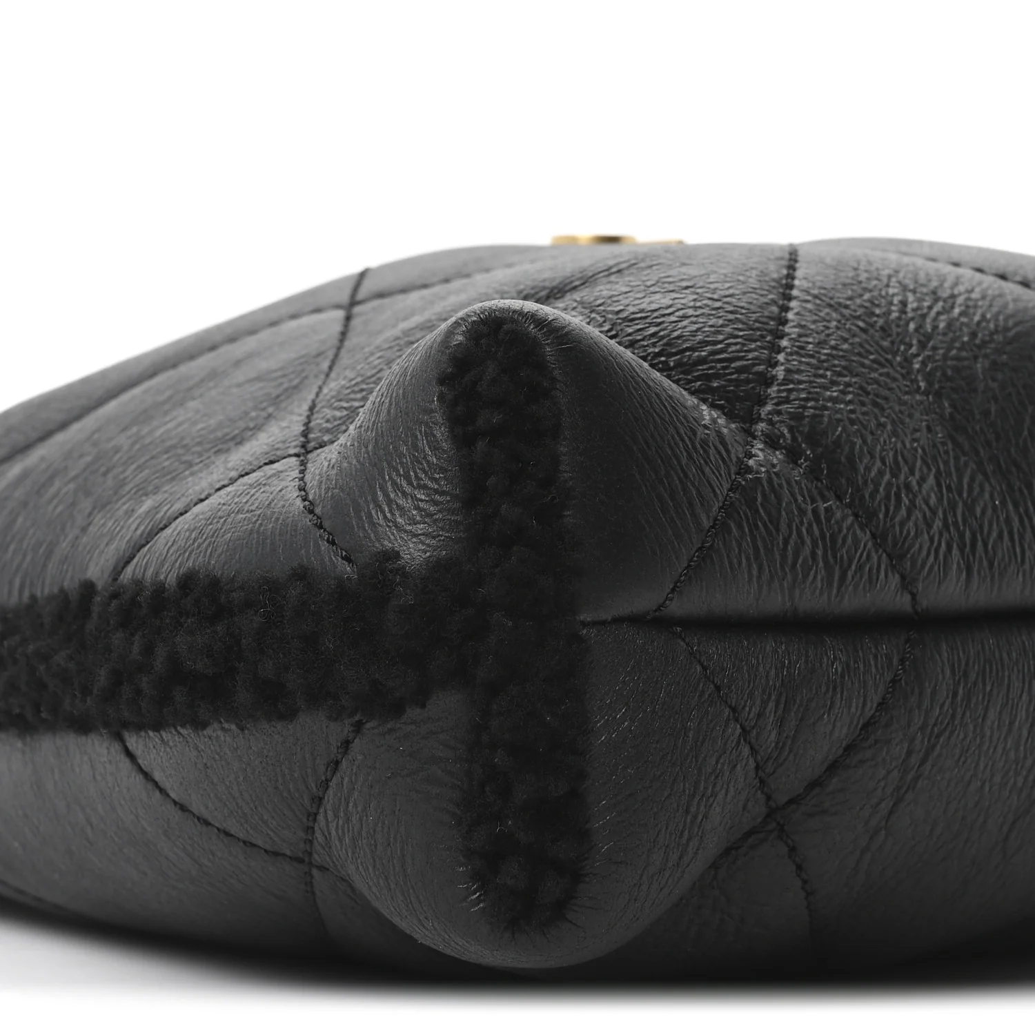 Aged Lambskin Shearling Quilted Small Chanel 22 Black - Image 10