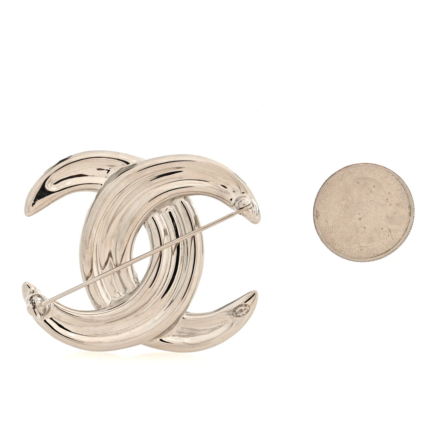 Baguette Crystal CC Brooch Silver - Image 3