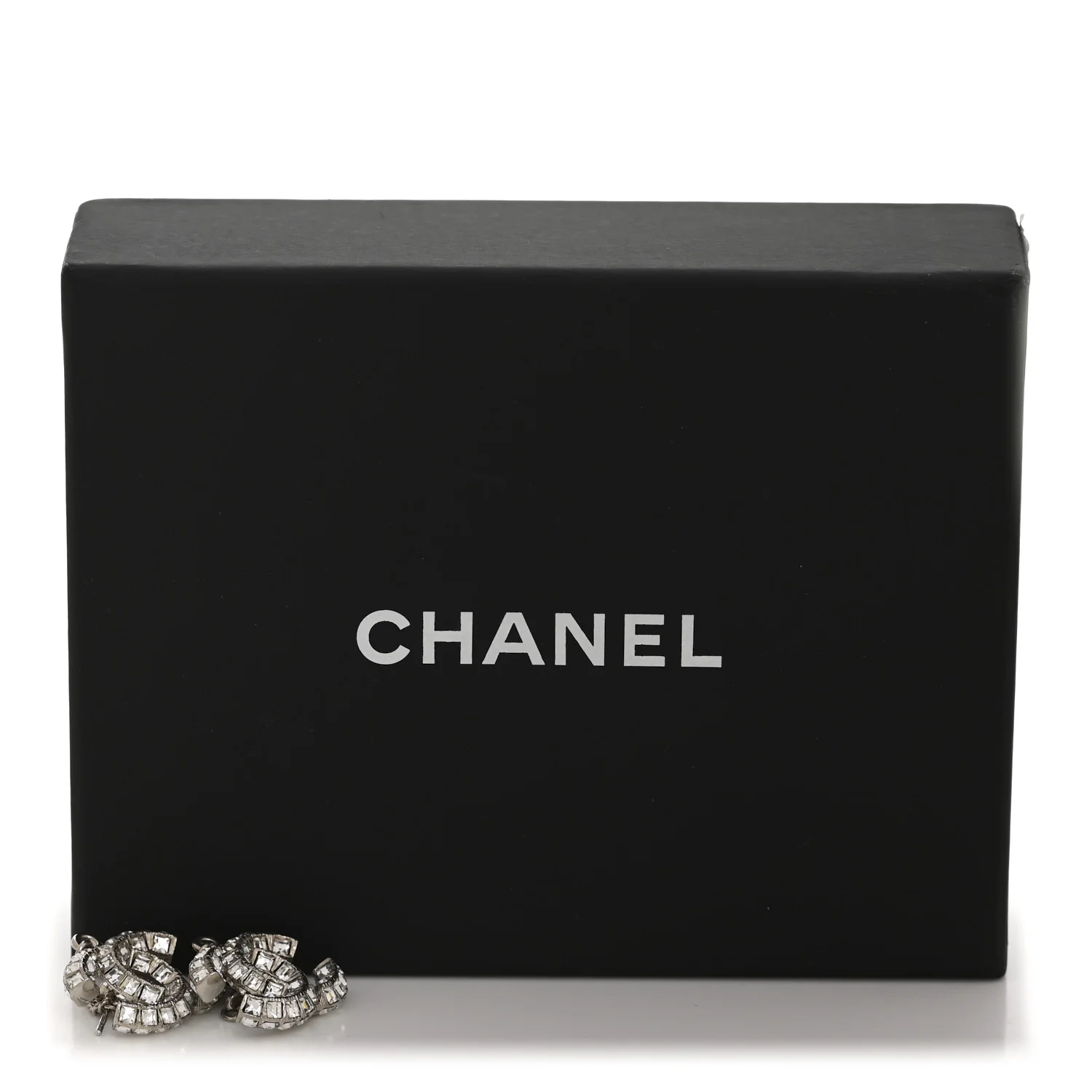 Baguette Crystal CC Drop Earrings Silver - Image 5