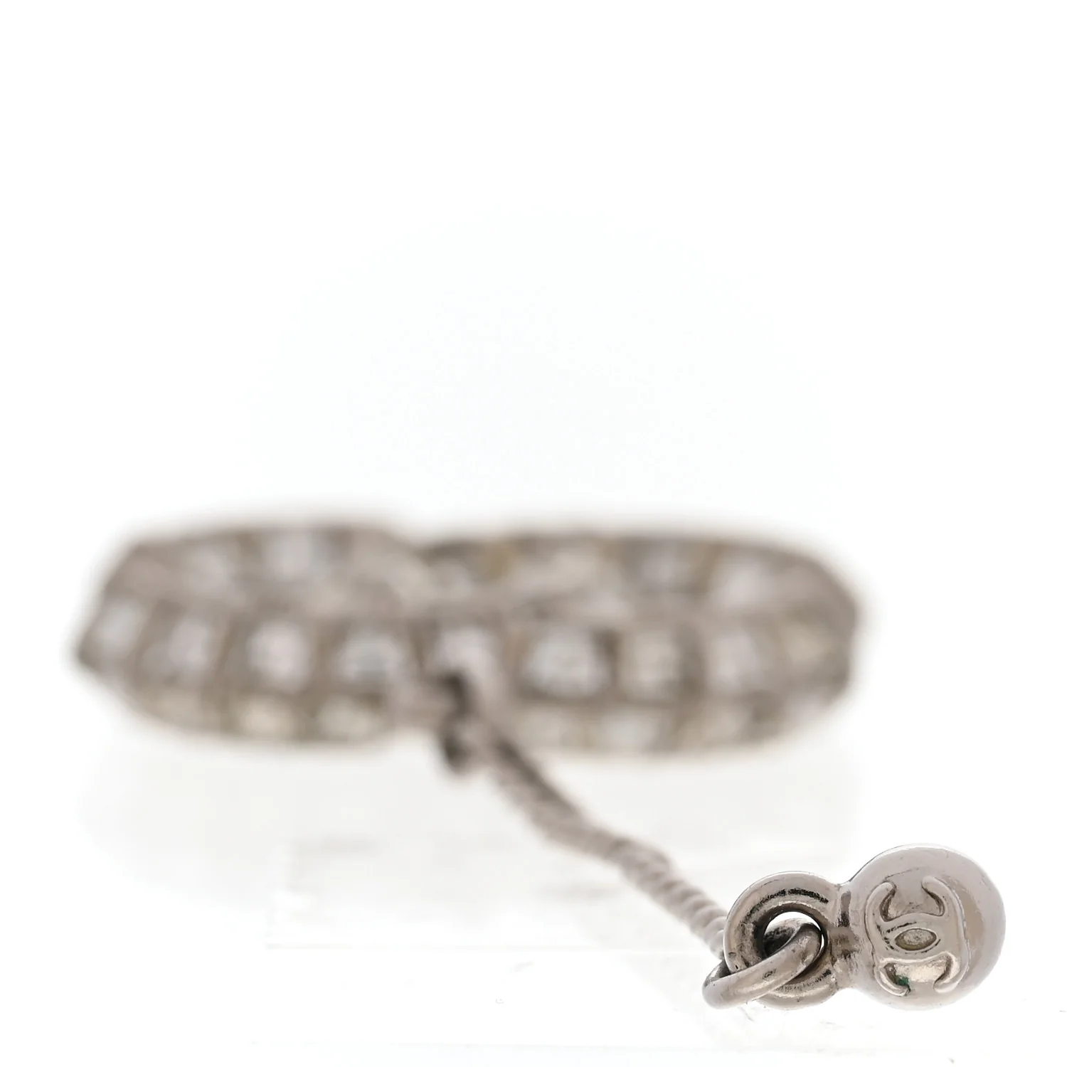 Baguette Crystal CC Drop Earrings Silver - Image 4