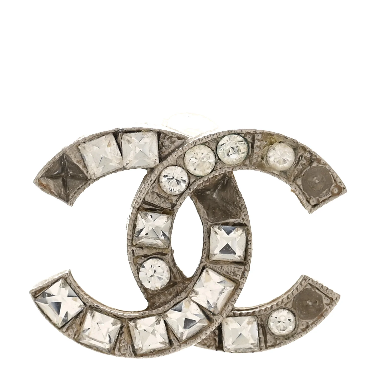 Baguette Crystal CC Earrings Silver - Image 5