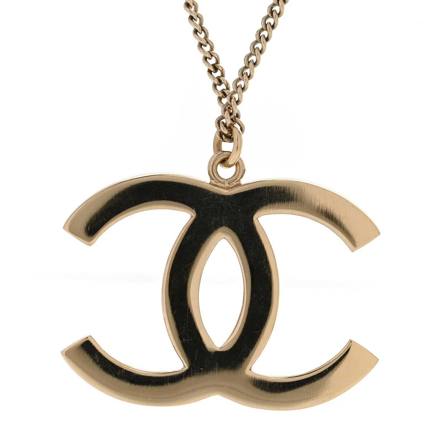 Baguette Crystal Quilted CC Pendant Necklace Gold - Image 6