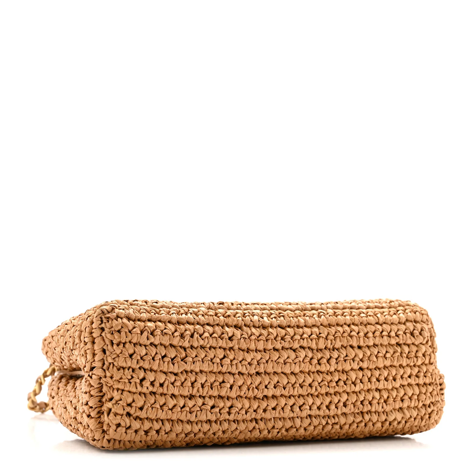 Braided Raffia Nano Kelly Flap Bag Dark Beige - Image 4