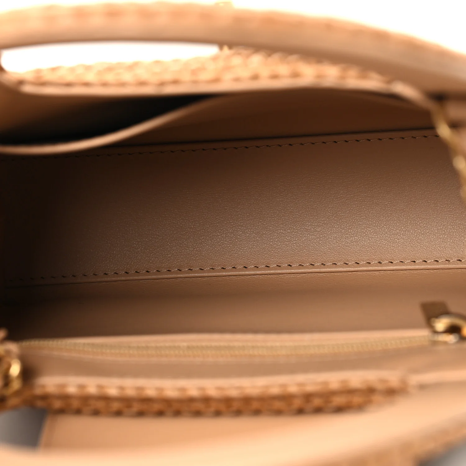 Braided Raffia Nano Kelly Flap Bag Dark Beige - Image 5